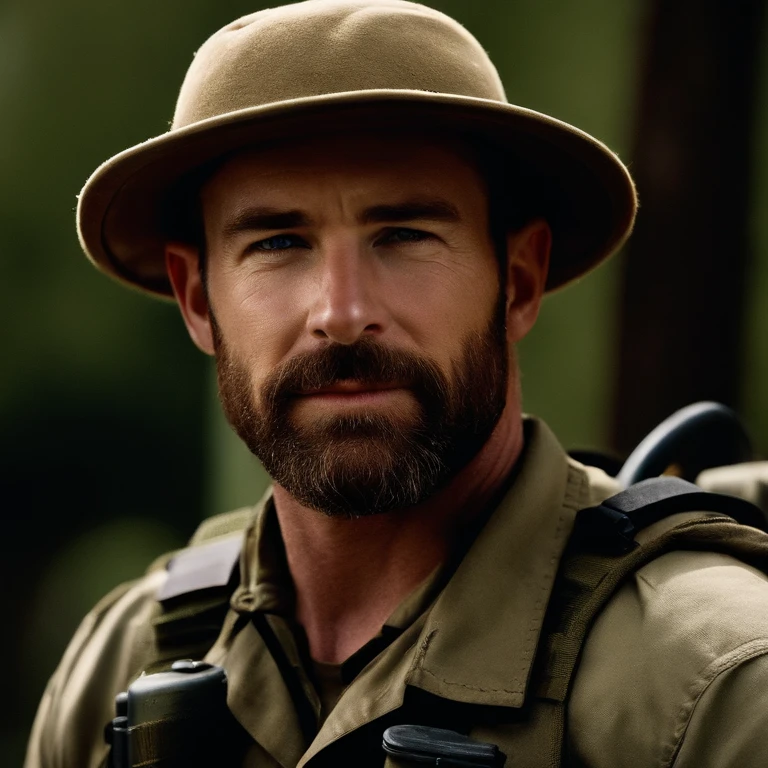 Captain John Price is a tall man in his 30s, famously portrayed by actor Barry Sloane. He wears a boonie hat, has a mutton chops styled beard, and often wears tactical equipment fit for a soldier. ,Modern Warfare series,Captain John Price is a tall man in his 30s, famously portrayed by actor Barry Sloane. He wears a boonie hat, has a mutton chops styled beard, and often wears tactical equipment fit for a soldier. ,face,photo