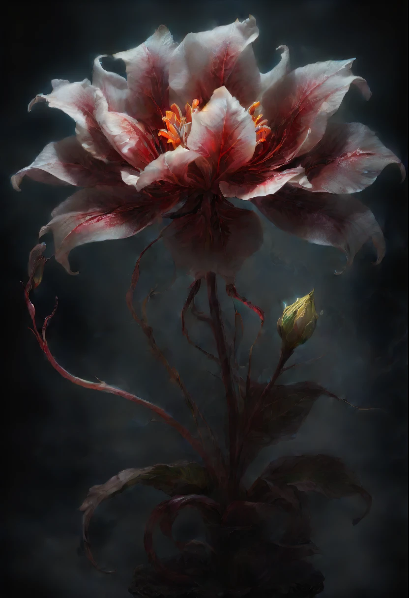 Lycorisradiata，A bloody ghost flower blooming at the gate of hell，Leading the soul to the afterlife，Evil charm，Flirtatious，uncanny，