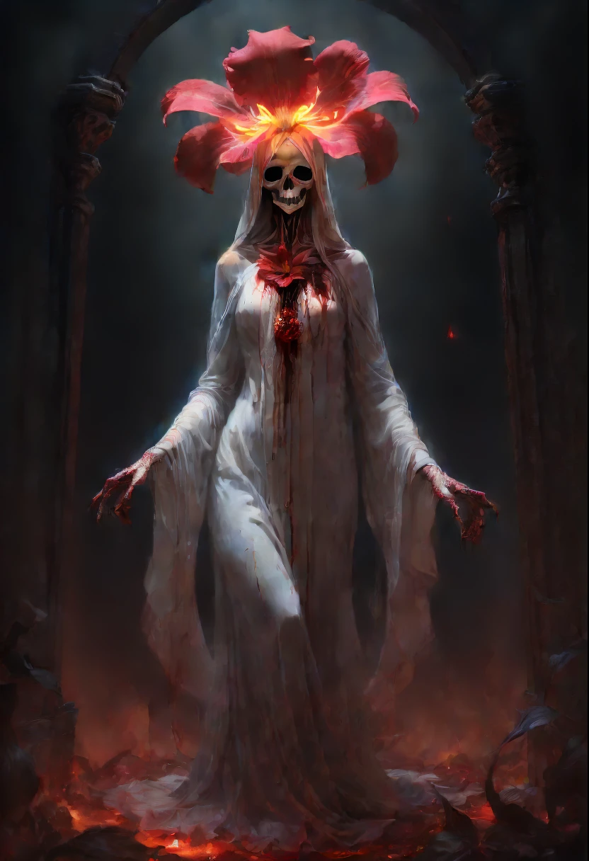 Lycorisradiata，A bloody ghost flower blooming at the gate of hell，Leading the soul to the afterlife，Evil charm，Flirtatious，uncanny，