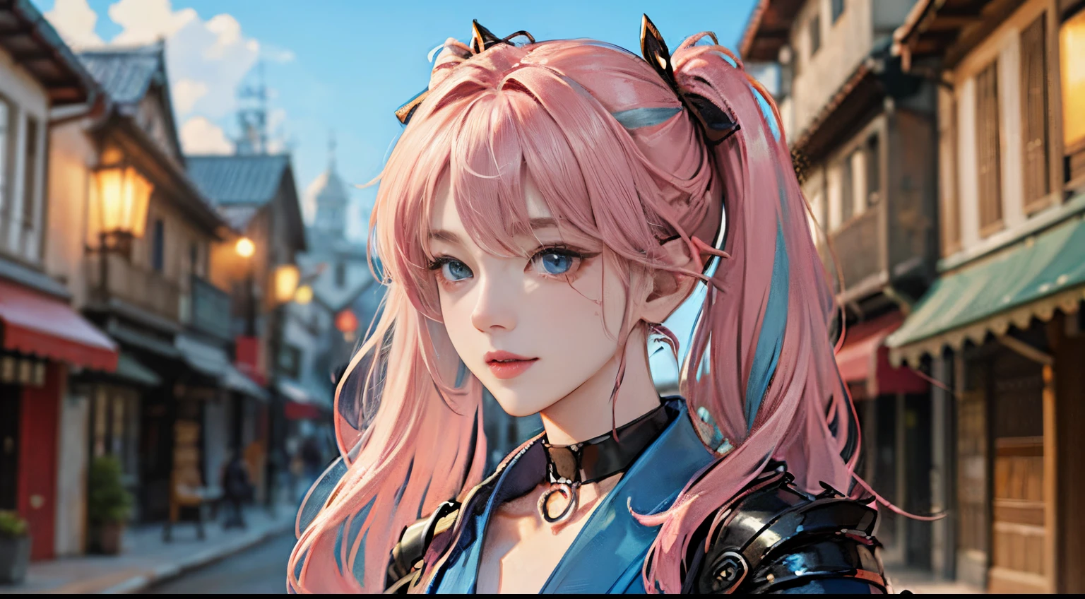 1人の女性、 Look at the viewer,
Her upper body, Her beautiful blue eyes, Pink hair with twin tails, Moles under her eyes, Plump and glossy lips, Heart-shaped choker,Female ninja 、stealth、Ninja Black Costume、Black mask、Looking at the viewer, smiling at the viewer. .. .. .. .. .. .. .. .. .. .. .. .. .. .. .. .. .. .. .. .. .. .. .. .. .. .. .. .. .. .. .. .. .. .. .. .。.。.。.。.。.。.。.。.。.。.。.。.。.。.。.。.。.。.。.。.。.。.。.。.。.。.。.。.。.。.。.。.。.。.。.。.。.。.。.。.。.。.。.。.。.。.。.。.3D, cyberpunk style short clothes、, of the highest quality, 8K, Detailed skin texture, Detailed Cloth Texture, beautifull detailed face, Intricate details, Female ninja、Kunoichi、Ninja Outfit、Edo townscape、morning landscape edge lighting, Side lighting, Cinematic lighting, Ultra high definition, 8K UHD, Film grain, Best Shadows, Delicate, Facing the viewer, front facing