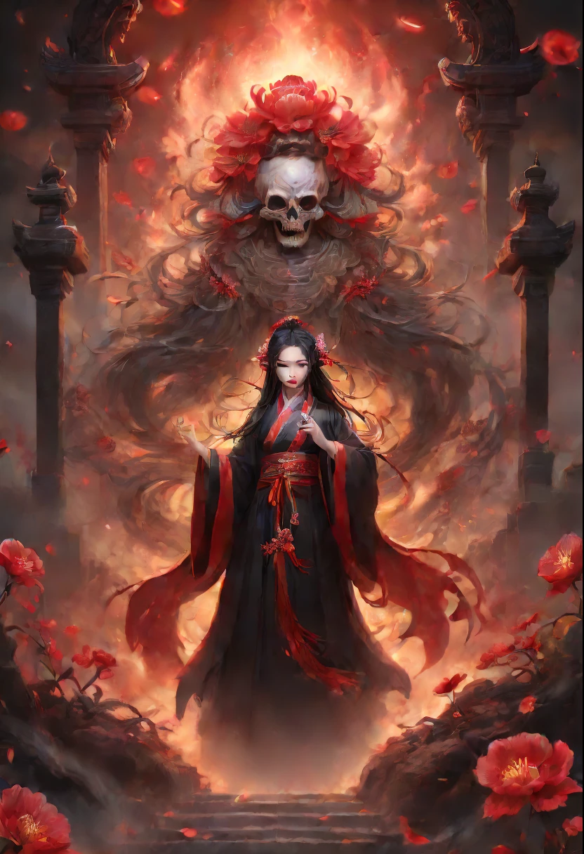 Charming flower of the other side，Mysterious Manzhu Shahua，A bloody ghost flower blooming at the gate of hell，Leading the soul to the afterlife，Evil charm，Flirtatious，uncanny，