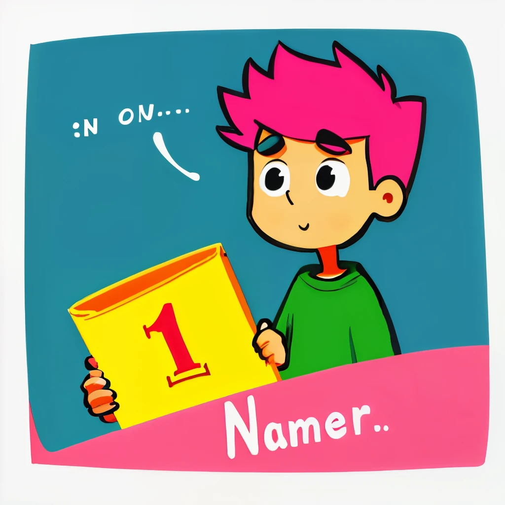 Number 1 with pretty cartoon