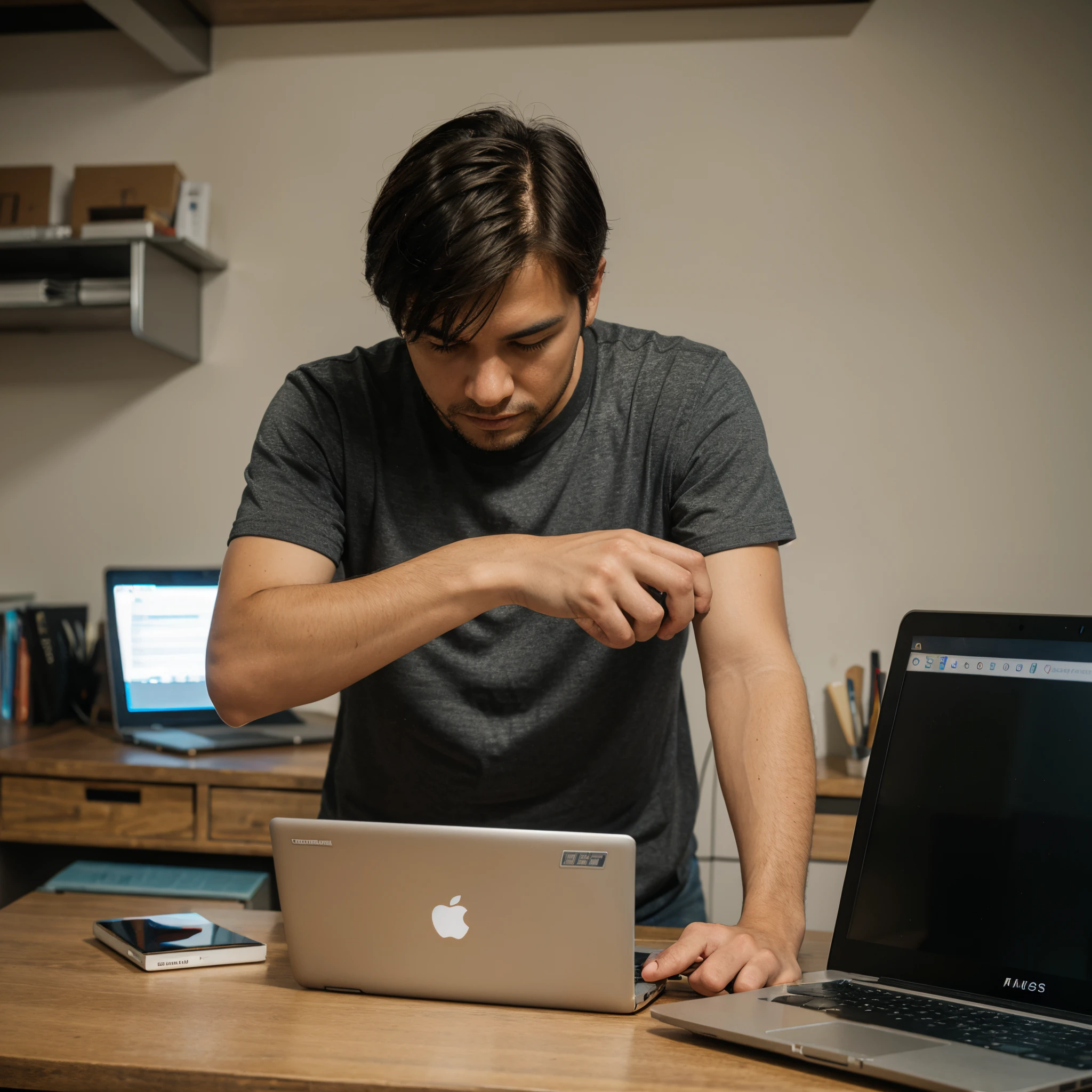 a man working laptop