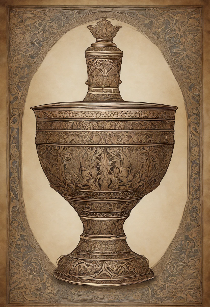 A hand-crafted chalice made from sacred wood and adorned with intricate carvings,original,piercing, insightful eyes that reflect a lifetime of understanding the mind’s mysteries, and lengthy, silver hair that flows like a river down his back, complementing his earth-toned robes adorned with symbols of the natural world. His skin bears intricate tattoos, each a testament to a particular plant or psychedelic compound he has mastered.