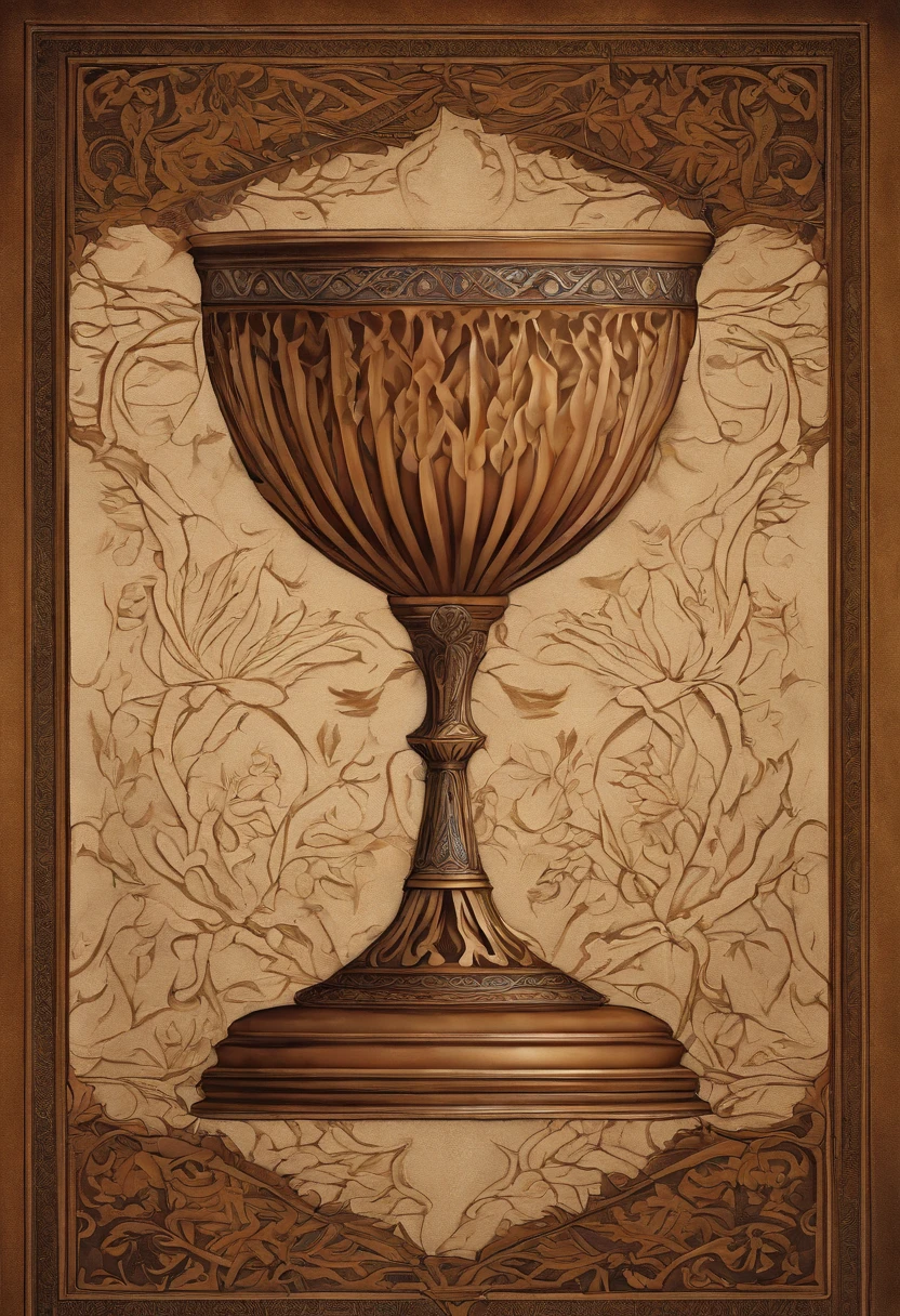 A hand-crafted chalice made from sacred wood and adorned with intricate carvings,original,piercing, insightful eyes that reflect a lifetime of understanding the mind’s mysteries, and lengthy, silver hair that flows like a river down his back, complementing his earth-toned robes adorned with symbols of the natural world. His skin bears intricate tattoos, each a testament to a particular plant or psychedelic compound he has mastered.