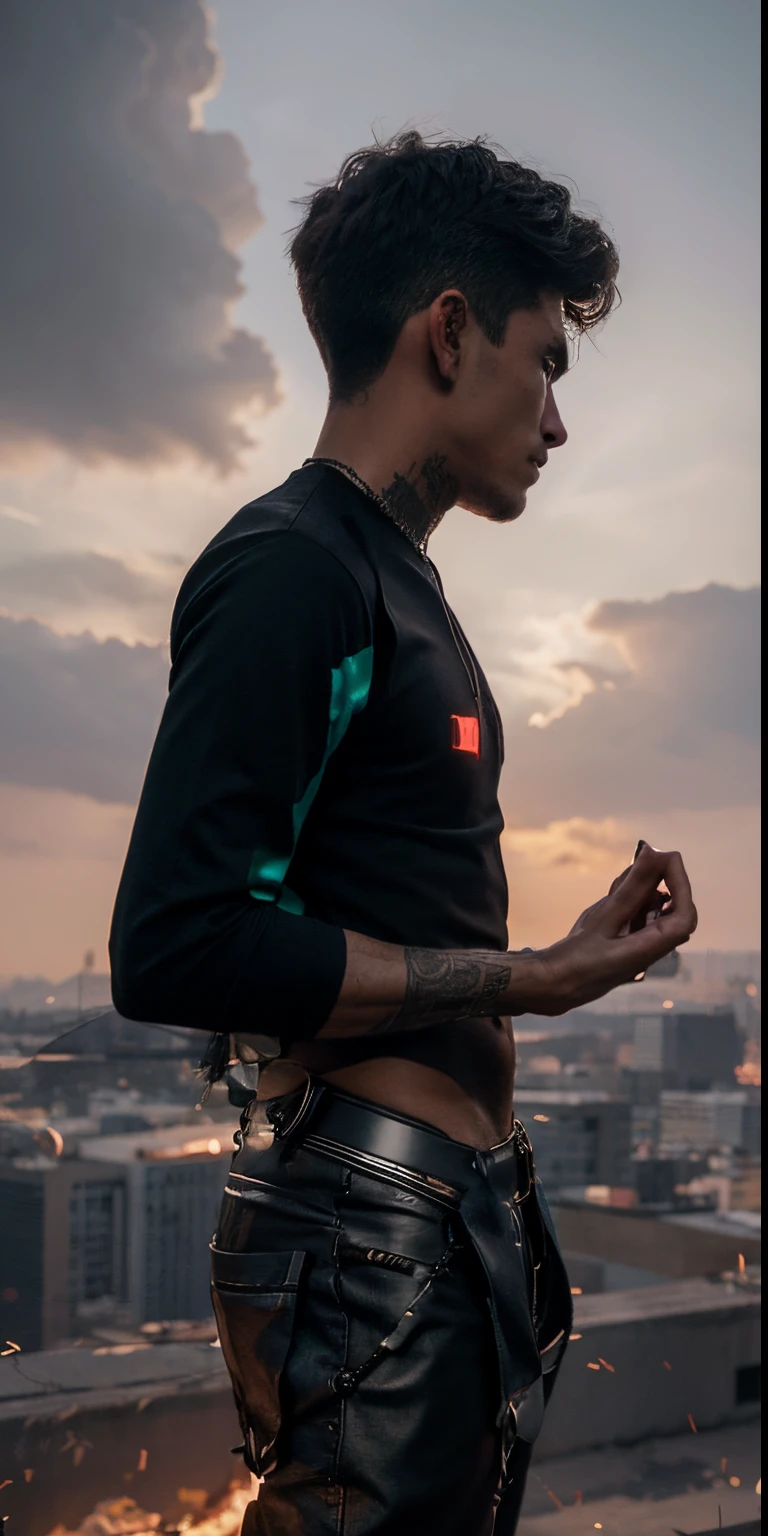 Change background cyberpunk handsome boy.realistic face ultra realistic face