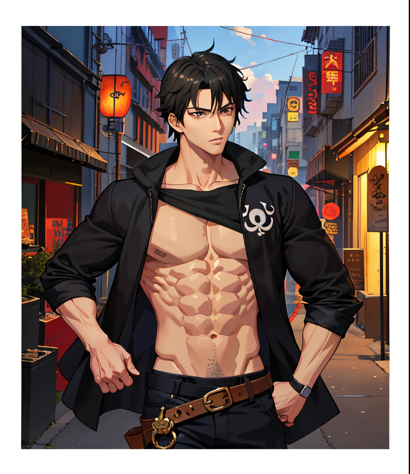 Capital Levi, art, shirtless, From the anime