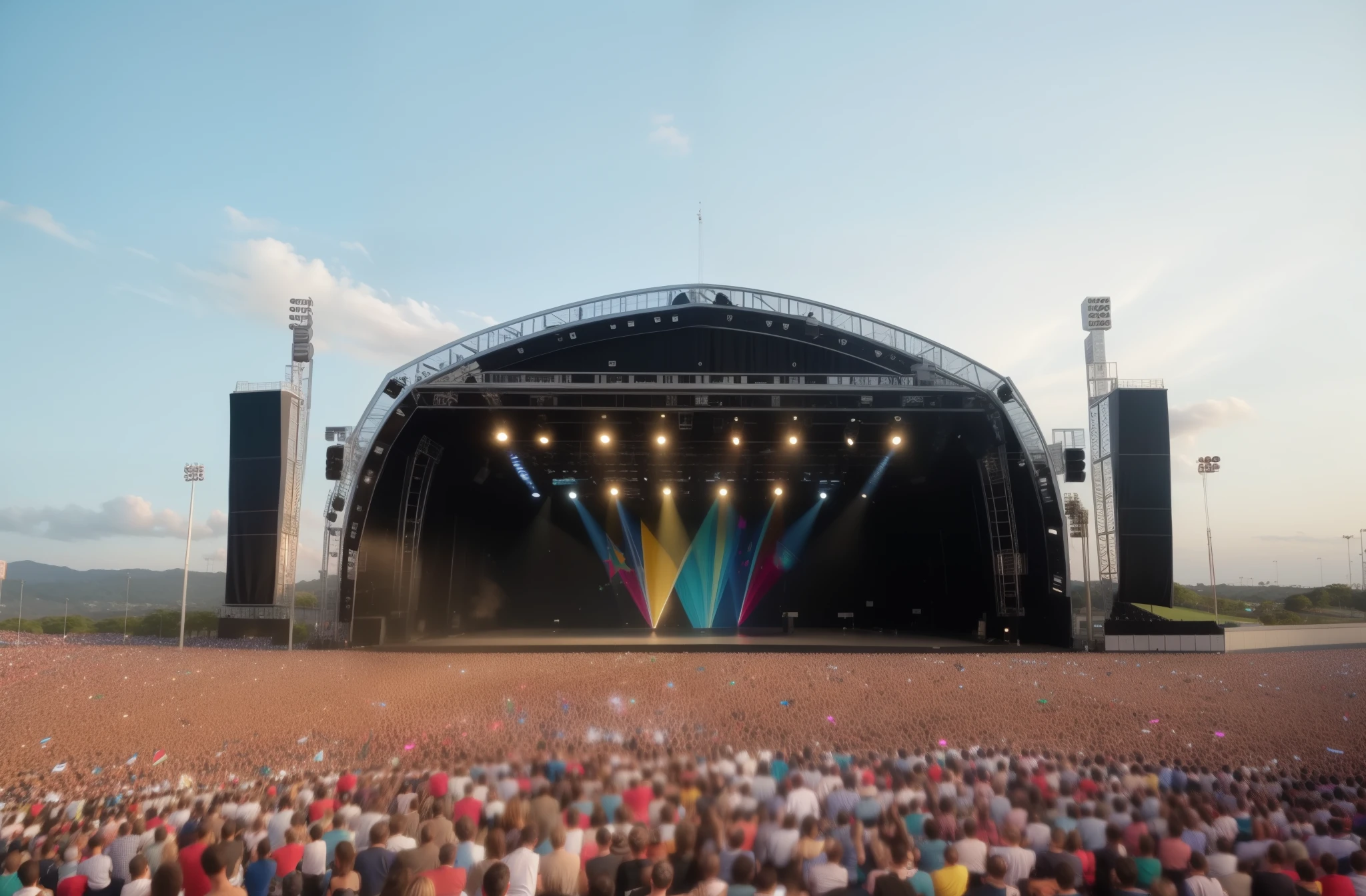 Palco, plateia, assistindo o show