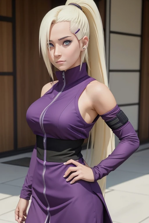 Ino yamanaka, linda e alta super realista e bem detalhado, olhos perfeitos, vestido roxo escuro, (master part, best quality, 1girl, sozinho, detalhes intrincados, ultra hiper realista, anime naruto