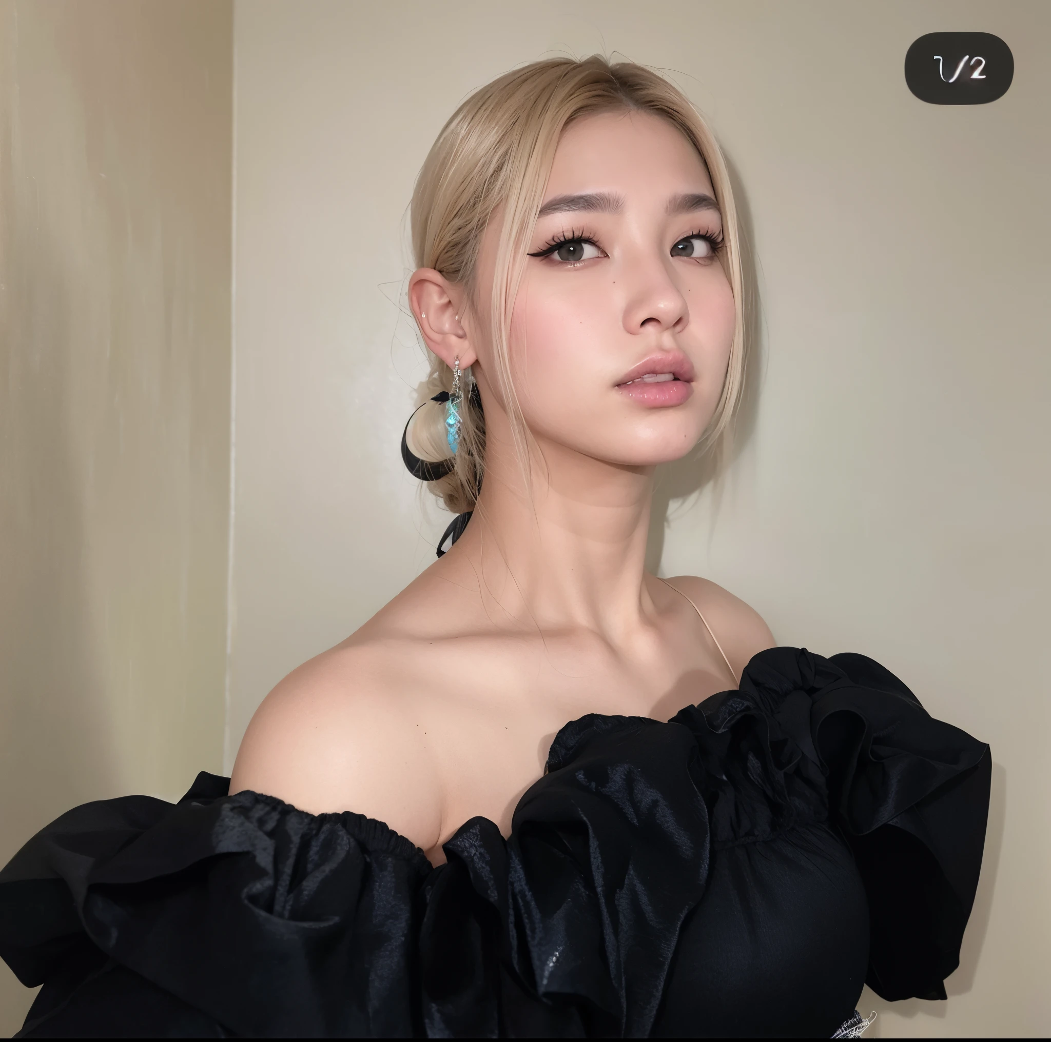 Mujer araffada con un vestido negro y aretes posando para una foto., Parque Roseanne de Blackpink, Retrato de Jossi de Blackpink, Imagen filtrada, Cl, taken in the early 2020s, Jossi de Blackpink, Heonhwa Choe, Jinyoung Shin, Artista coreano, Jaeyeon Nam, Yelena Belova, Taejune Kim, Sun Yunjoo