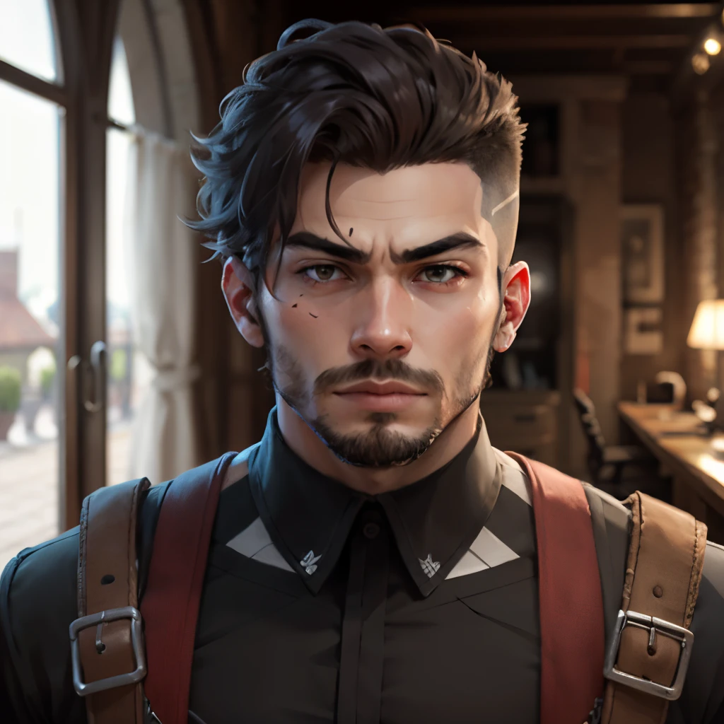 Hombre fuerte con pelo corto