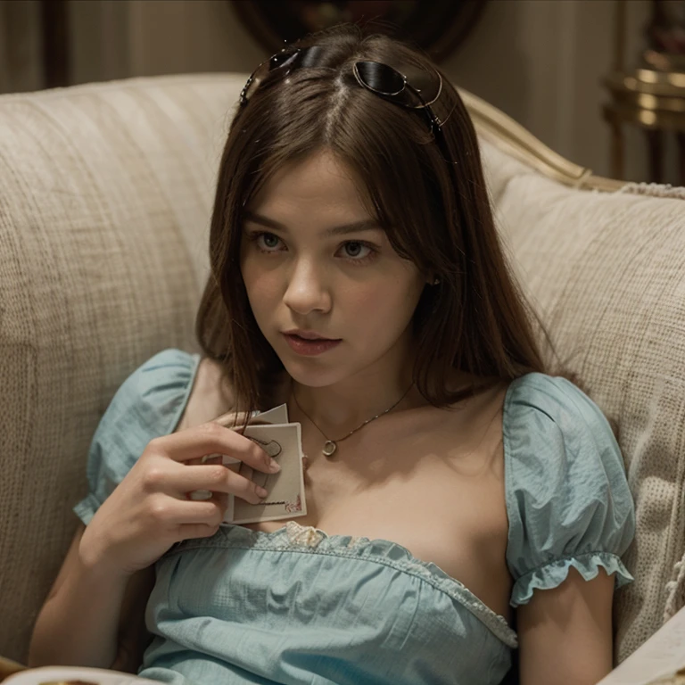 Homem alucinado escrevendo uma carta de amor dentro do filme: alice in the wonderland