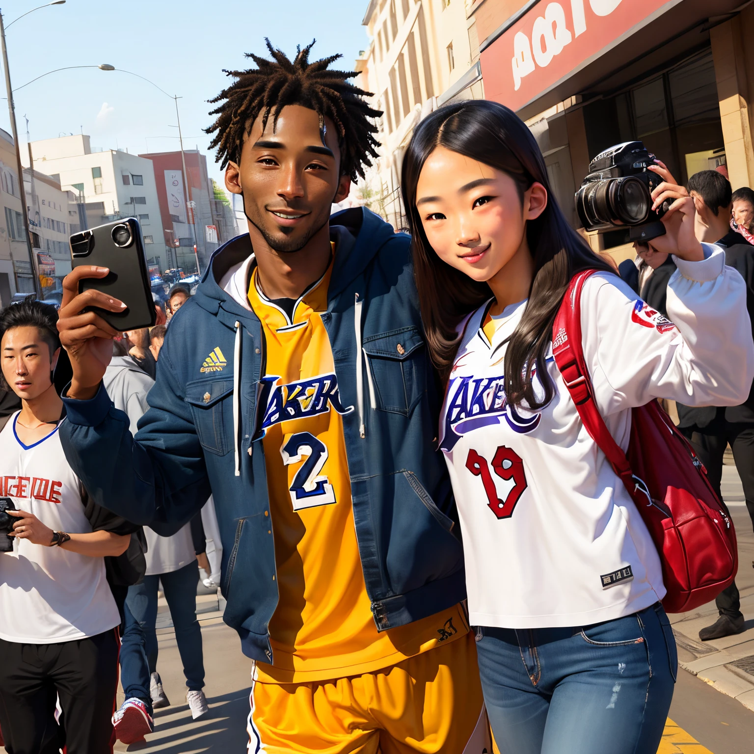 Taking a photo with Kobe