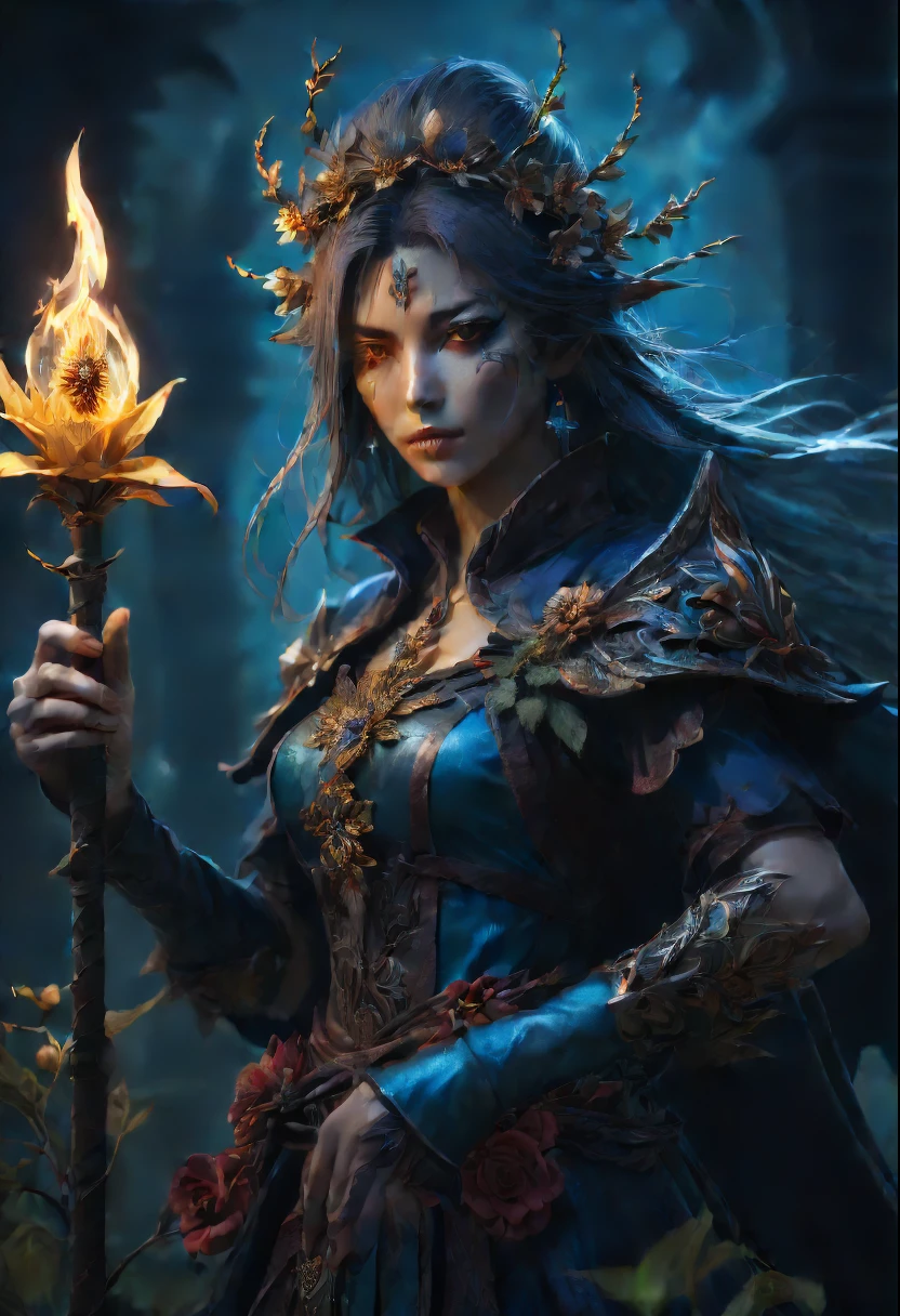 high details, best quality, 8k, [ultra detailed], masterpiece, best quality, (extremely detailed), ultra wide shot, photorealistic, fantasy art, dnd art, rpg art, realistic art, an ultra wide picture of human female (intense details, Masterpiece, best details: 1.5) in underground druid grove casting a spell, red magical light (intense details, Masterpiece, best details: 1.5), wearing leather armor (intense details, Masterpiece, best details: 1.5), wearing cloak (intense details, Masterpiece, best details: 1.5), wearing  boots, high heeled boots,  holy symbol, blue light from symbol, dynamic hair, intense eyes, dynamic eyes, D&D human female (intense details, Masterpiece, best details: 1.5), black hair, long hair, fantasy [underground] (intense details, Masterpiece, best details: 1.5), druid grove, water fall details, rich fantasy underground life details (intense details, Masterpiece, best details: 1.5) ,stone pillars (intense details, Masterpiece, best details: 1.5),  animals, water springs, soft light, phosphoric light. dynamic light (intense details, Masterpiece, best details: 1.5), fungi in the background, celestial background, ((divine worship atmosphere)), high details, best quality, highres, ultra wide angle, octane rendering