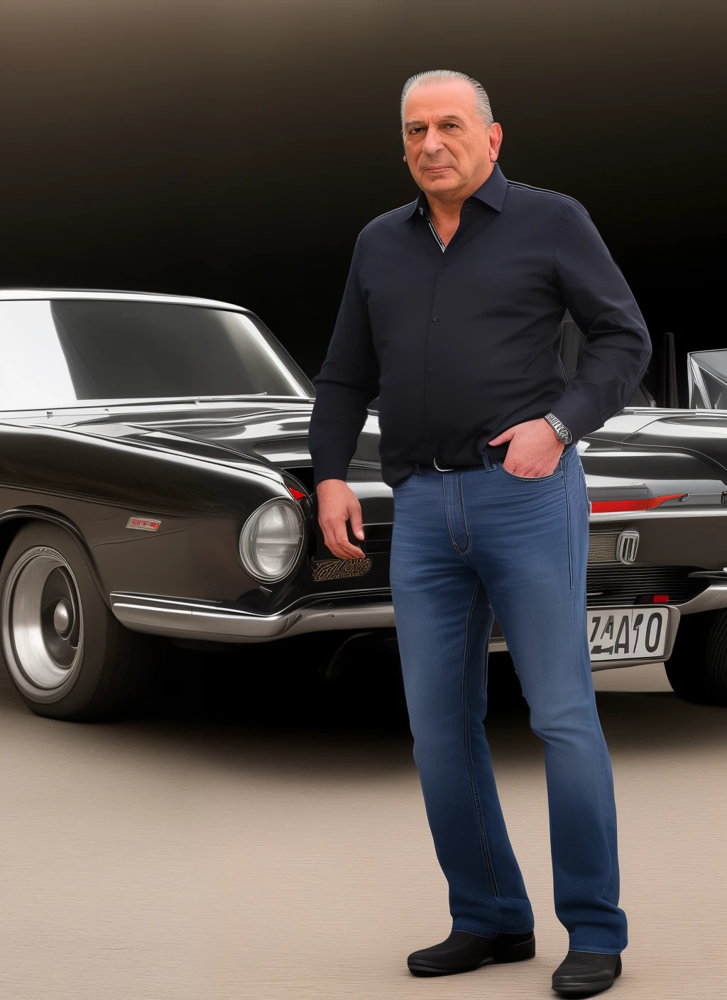 Ein realistisches Foto von Carlos Sainz, der einen Mafia Boss besticht.