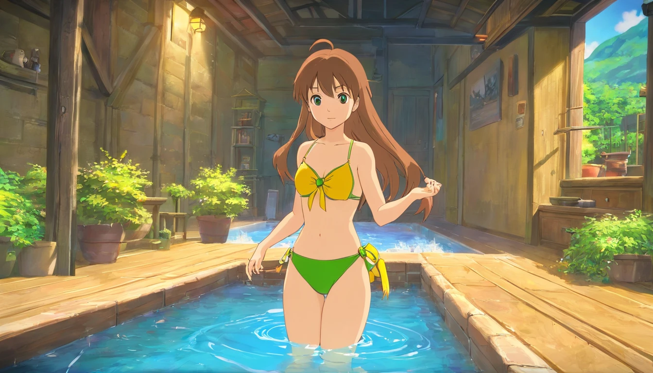 ((Masterpiece,Best Quality)), High Resolutions, Extremely Detailed 8K Wallpaper, Field_Depth, Cowboy Shot, Only, 1Girl, Saeki Sayaka Yagatekimininaru, Long Hair, Light Brown Hair, Braid, Green Eyes, Bow, Breasts large, , (Micro bikini minimum: 1.2), Pool, Night, With pikachu, . - -v 5 --stylize 1000, (best quality, masterpiece, colorful, dynamic angle, greater detail), (high resolution textures), extreme detail, greater detail), HDR+, dynamic angle, ((inspired by the style anime)).