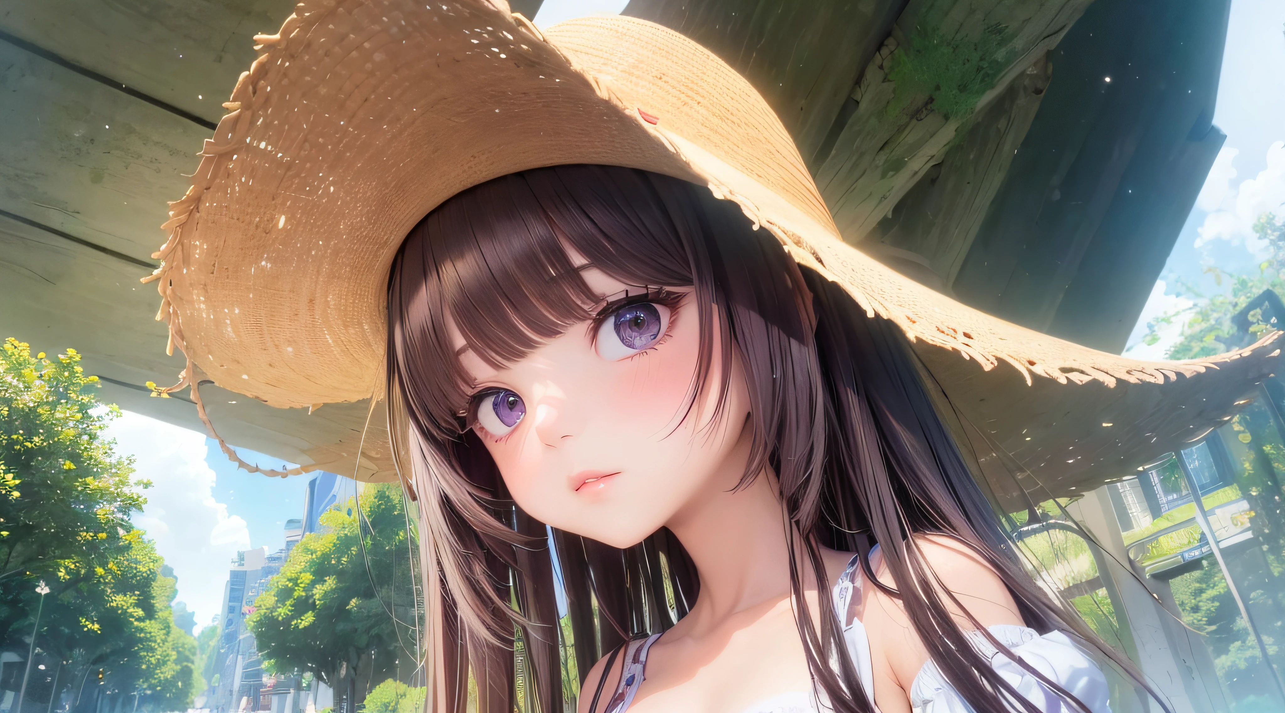 (((Large Breasts))), Long Hair, Purple Hair, Beach, Seaside, Coco,, coastal, (Oil, masterpiece, highest quality, Very detailed, Focus on the characters), Blushing、Detailed facial expressions，Detailed depiction of hair,([return:0.8]|[ face facing returnwards:1.1]), Super big ,
White Micro Bikini,Starry Sky Scenario, Sit sexy、