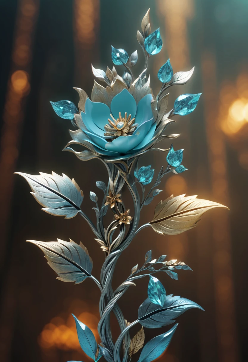 (Lycorisradiata close-up:1.5),Charming flower of the other side,Mysterious Manzhu Shahua,A bloody ghost flower blooming at the gate of hell,Leading the soul to the afterlife,Evil charm,Flirtatious,uncanny,Magic Sword,Legendary magic sword,Glory Magic Sword,Alloy iron flower,Alloy vines surround the magic sword,There are iron flowers on the sword,heavy metal style,metal art,flower made of iron,iron leaf,Full metallic luster,Metal texture in the post-industrial era,Crafts made from alloy wire,gold flowers,Iron flower,Silver flower,metal tree branch,a crystal pendant,Emerald inlay,well-built,Perfect craftsmanship,Magic lightning background,blue lightning,