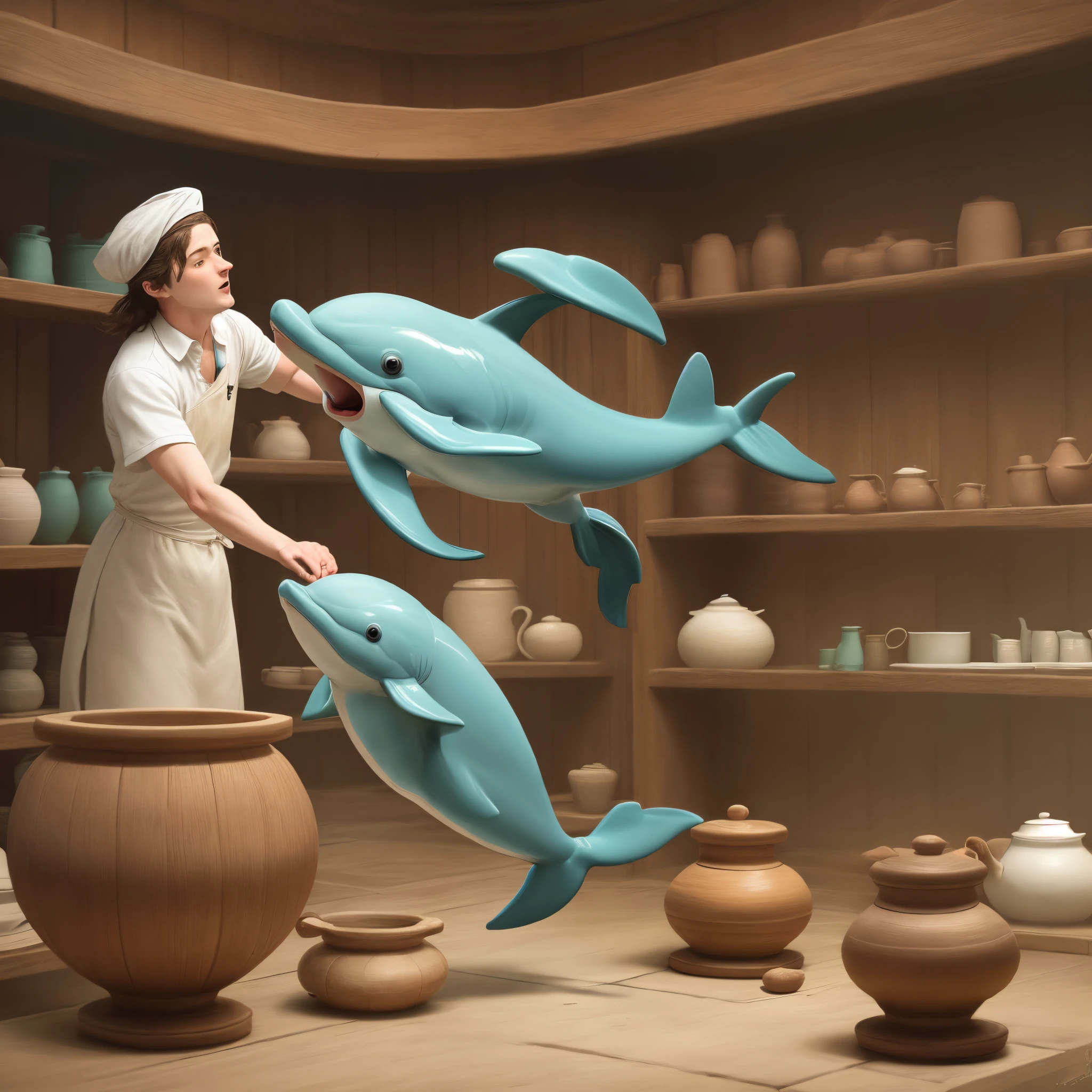 dolphin throwing on potters wheel