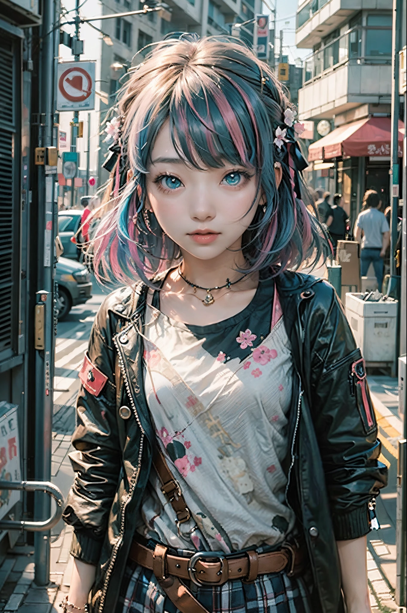 anime girl with colourful hair, beautiful, kawaii,HD,4k -- --auto --s2