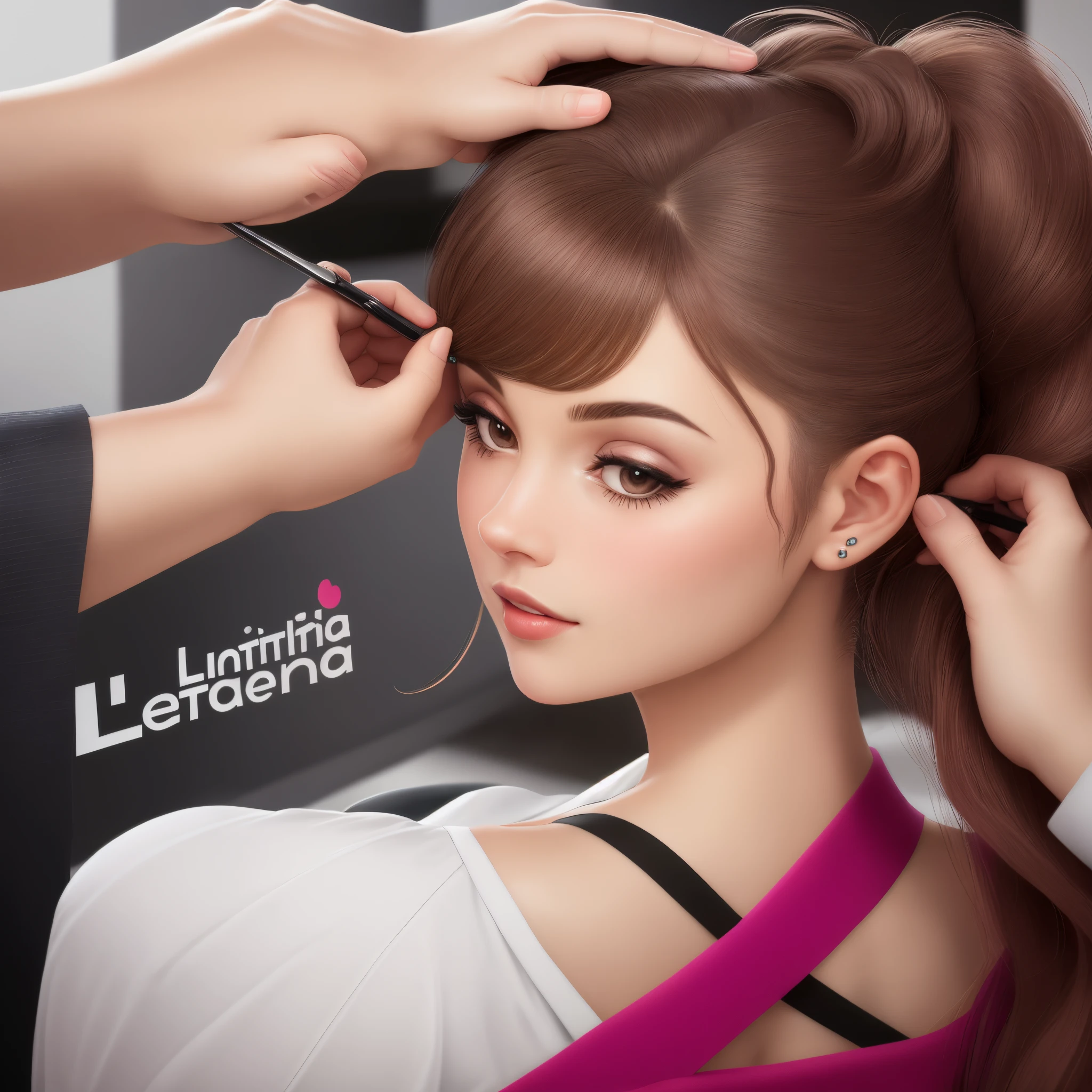 Create a logo with the name Letícia Santos for a beauty salon