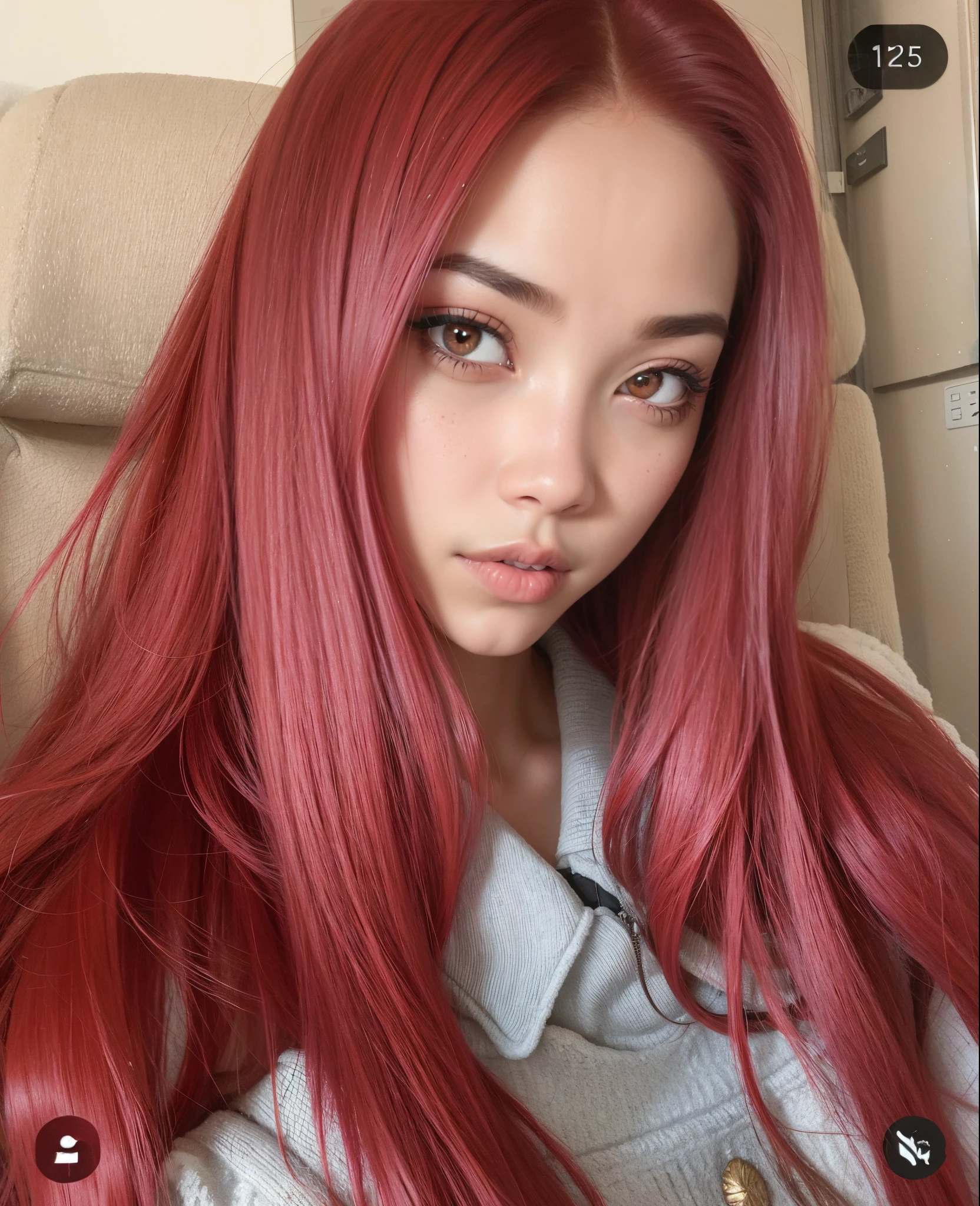 un primer plano de una mujer con el pelo largo y rojo y una chaqueta vaquera, Jisoo de Blackpink, Jisoo de Blackpink, Retrato Jisoo Blackpink, tzuyu de dos veces, Jossi de Blackpink, cabello rojo claro, Bright crimson head, Color de cabello, color rojo, Parque Roseanne de Blackpink, con el pelo rojo, Red crimson hair, crimson hair, hair coloring