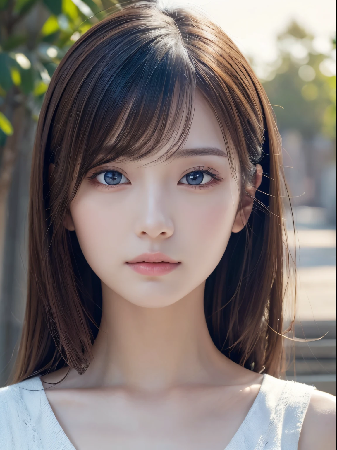 masterpiece、1 beautiful girl、A detailed eye、Puffy eyes、top-quality, 超A high resolution, (Realisticity: 1.4), cinematlic lighting、japanes、Asian Beauty、Super beauty、Beautiful skin、A slender、The body is facing forward、(A hyper-realistic)、(hight resolution)、(8K)、(ighly detailed)、(Best Illustration)、(beautifully detailed eyes)、(ultra-detailliert)、 (wall-paper)、A detailed face、Bright lighting、profetional lighting、looking at viewert、Facing straight ahead、
