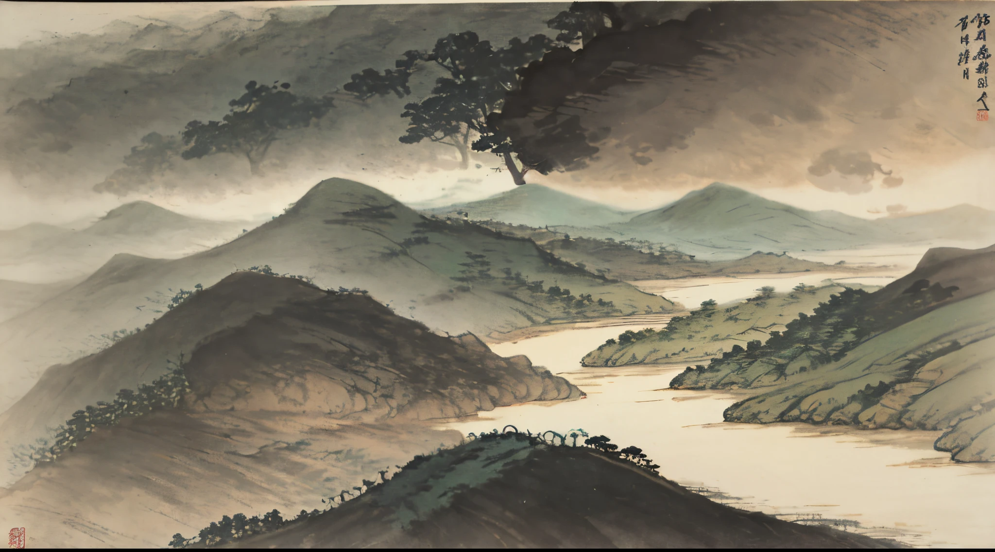 Chinese landscape painting, ink impressions, romanticism, Zhang Daqian,