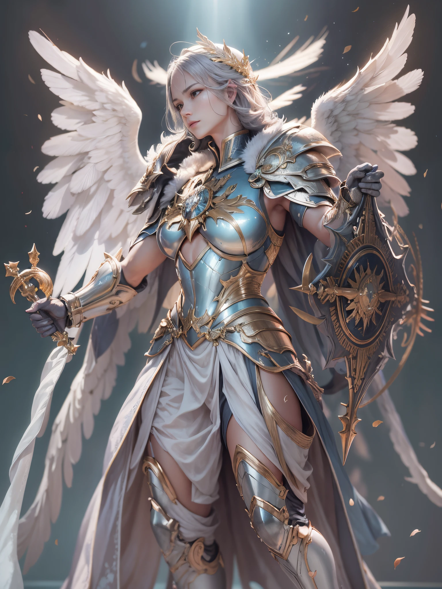 Archangel Michael、The Four Archangels、masutepiece,Best Quality,ultra-detailliert,hight resolution,hight resolution,4K,Portrait in 4K,8K,8K Portrait,Unity 8k壁纸,extremely details CG,Realistic,Raw photo,Real person,a portrait photo of,Photorealistic,Shiny skin,Detailed skin,Fighting figure、Fighting figure、fight the light、fight with love,Fighting figure、Fighting figure、fight the light、fight with love