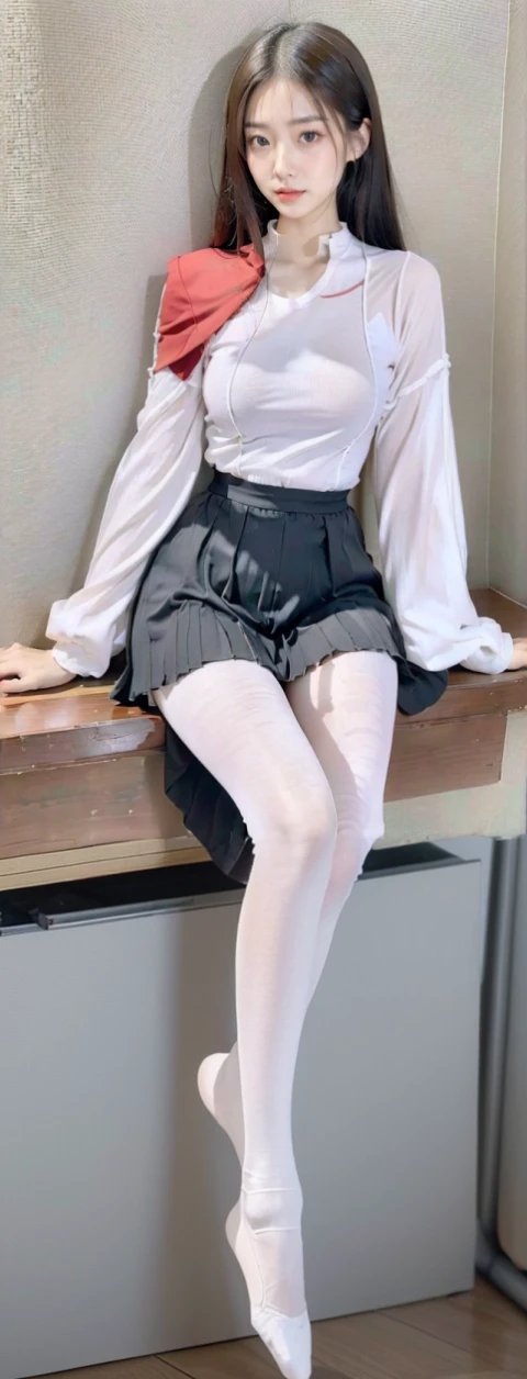White ass pantyhose,White stockings,Thick white pantyhose,Thick white dancing socks,without wearing shoes,Super detail,hyper HD,A high resolution,1080p,Anatomically correct,ccurate,Physical coordination,Photo portrait,slender thigh,Delicatemakeup,Best quality, Masterpiece, 超A high resolution, RAW photo, Beautiful and aesthetic,deepshadow, (Photorealistic:1.4), full-body composition, Striking perspective.Naked