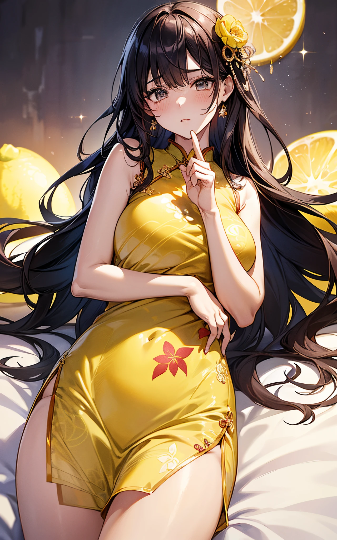 (small breasts:1.2), (perky chest:1.2), (pointed chest:1.2), (Pudding cake magazine cover:1.3),(from above:1.0),(from side:0.9),masterpiece, 1girl, Amazing Cleavage:1.1, thin waist, big ass, Raised sexy, posed cleavage:1.2,(perky chest:1.2), (pointed chest:1.2),(farmhouse entrance:1.0),(((brown Tunic:1.3))),(((lemons and stroberies in the basket),Cute and beautiful girl,Cute round face,Cute smile,Red Lip, looking at viewer, open mouth, have a cute glass of beergrass,black hair, dark green eyes, deep brown public party dress, bare shoulders,collarbone, sidelocks, hairband, earrings wih safia jewelry, outdoors, darck coller off shoulder sweater dress, plant, short hair with long locks, gild hairband, off-shoulder dress, sweater dress, off-shoulder sweater, black sweater, dark gord hair, big side hair, very long side hair,is rendered in (masterpiece: 1.2, best quality), with (ultra high resolution) and an exquisite (depth of field). ,(Bangs are see-through bangs),hair pin,hair adornments,detailed clothes features,Detailed hair features,detailed facial features,(Dynamic angles),(Dynamic and sexy poses),clothes that emphasize big breasts,Cinematic Light,(masutepiece,top-quality,Ultra-high resolution) ,(The 8k quality,Anatomically accurate facial structure,),(Sea Art 2 Mode:1.3),(Image Mode Ultra HD,)