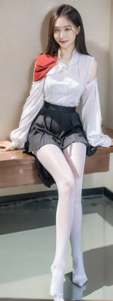 1 girl, full body, indistinct, detailed clothes,white tights, indistinct, casual white shirt, (delicate illustration:1.4),(masterpiece:1.0), (best quality:1.4), (ultra highres:1.2), (photorealistic:1.4), (8k, RAW photo:1.2), (soft focus:1.4), (18yo:1.3), (sharp focus:1.4), detailed beautiful face