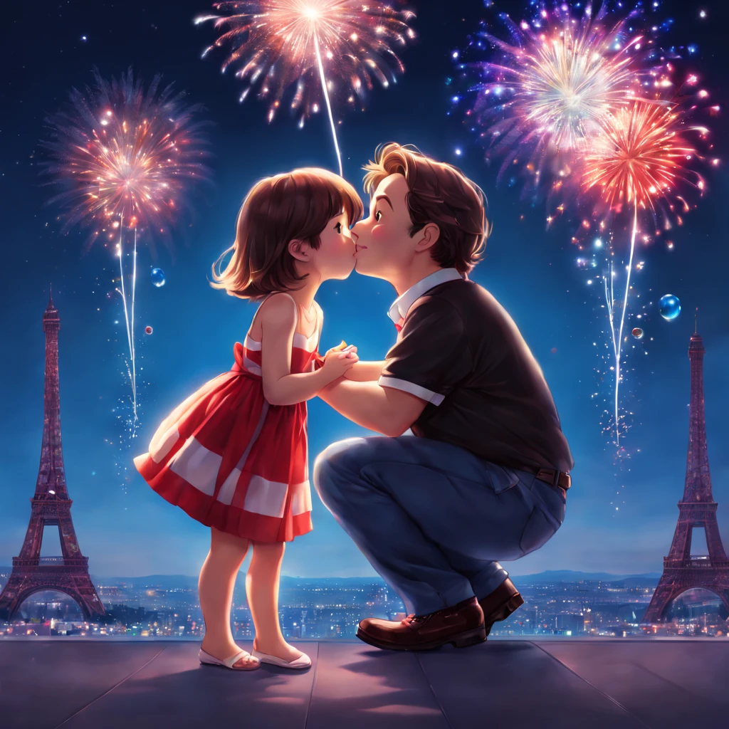 the night，Colorful，The sky was full of fireworks，Heart-shaped bubbles，couple&#39;s children，Cartoons，A chubby little girl and boy hugging each other，red leafhopper，，Steaks and Steaks，Illustrations for children，The effect of wine，Evert Tyndall，Professor Champs Elysees，to emphasize，Real light，Ray traching，OC Rendu，hyper realisitc，Best quality at best，8K，Works of masters，super fin，Detailed pubic hair，Correct anatomy，inner features on eyes，The facial structure is reasonable，Facial features are carefully rendered
