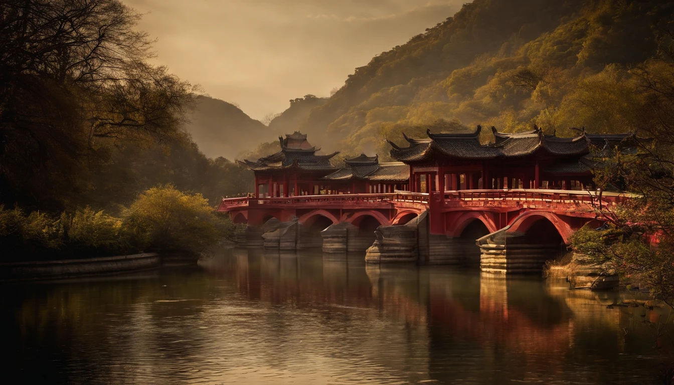 Paysages chinois traditionnels : Utiliser des images de paysages chinois classiques, tels que des montagnes, des bambous, des temples, ou des jardins. These elements évoquent souvent la sérénité et la sagesse.