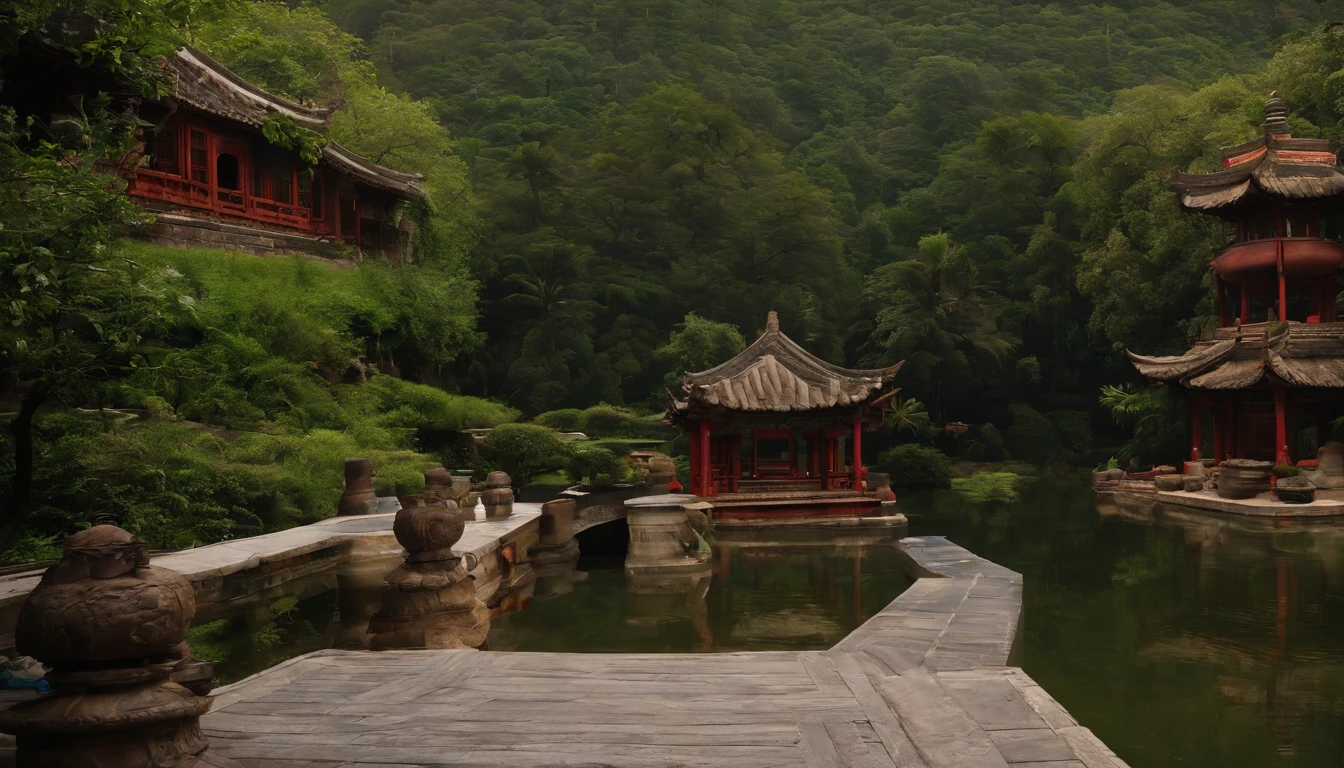 Paysages chinois traditionnels : Utiliser des images de paysages chinois classiques, tels que des montagnes, des bambous, des temples, ou des jardins. These elements évoquent souvent la sérénité et la sagesse.