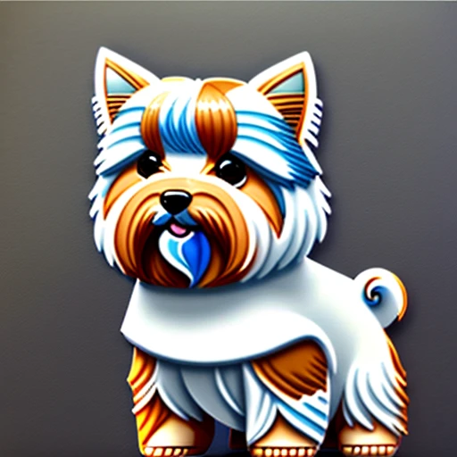 ((Cheems))，Yorkshire Terrier, Yorkie, tongue poking, Design de camiseta arte vetorial, fundo branco, Contornos, etiqueta, fundo branco limpo, vetor profissional, High detail,