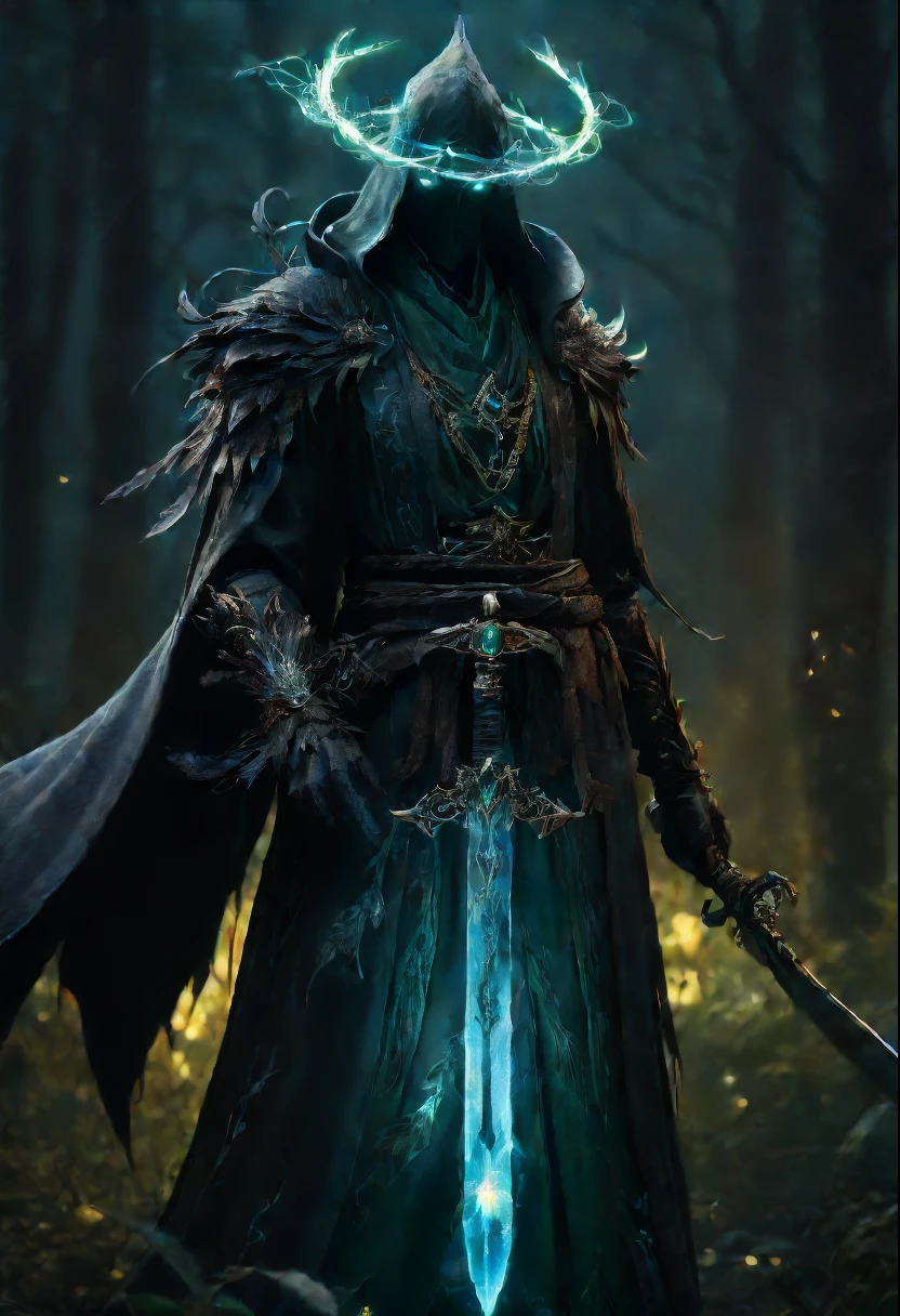 Magic Sword,legendary magic sword,Glory Magic Sword,Magic Sword,heavy metal style,metal art,Full metallic luster,Metal texture in the post-industrial era,Alloy wire crafts,crystal,Emerald inlay,Carefully crafted,Perfect craftsmanship,Magic lightning background,blue lightning,There are fairies,dark fantasy style art, dark flower shaman, dark fantasy concept art, bloodborne concept art, dark concept art, Diablo digital concept art, dark fantasy art style, Dark flowers, bloodborne art, photorealistic dark concept art,dark fantasy style art, portrait of death, onmyoji detailed art, beautiful necromancer, Ominous fantasy illustration,(Best quality,4K,8K,A high resolution,tmasterpiece:1.2),ultra - detailed,(actual,realistically,realistically:1.37),The landscape,sci-fy,photography,Concept artist, HighDynamicRange,hyper HD,Studio lighting,Ultra-fine painting,Focus sharp,physically-based renderingt,Extremely detailed description,professional,Vibrant colors,bokeh.