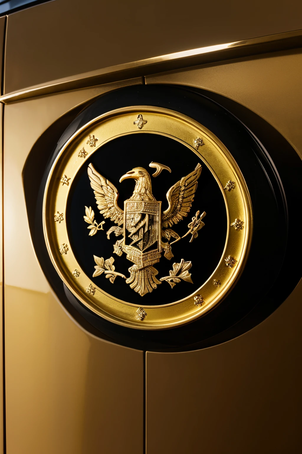 escudos, AMG gravadaS , cor roxa e dourado
