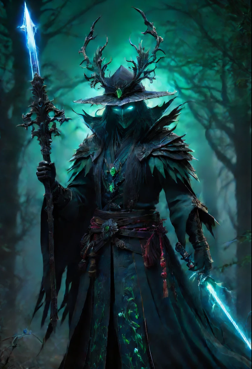 Magic Sword,legendary magic sword,Glory Magic Sword,Magic Sword,heavy metal style,metal art,Full metallic luster,Metal texture in the post-industrial era,Alloy wire crafts,crystal,Emerald inlay,well-built,Perfect craftsmanship,Magic lightning background,blue lightning,There are fairies,dark fantasy style art, dark flower shaman, dark fantasy concept art, bloodborne concept art, dark concept art, Diablo digital concept art, dark fantasy art style, Dark flowers, bloodborne art, photorealistic dark concept art,dark fantasy style art, portrait of death, onmyoji detailed art, beautiful necromancer, Ominous fantasy illustration,(Best quality at best,4K,8K,A high resolution,tmasterpiece:1.2),ultra - detailed,(actual,realistically,realistically:1.37),The landscape,sci-fy,photography of,Concept artist, HighDynamicRange,hyper HD,Studio lighting,Ultra-fine painting,Focus sharp,physically-based renderingt,Extremely detailed description,professional,vivd colour,bokeh.