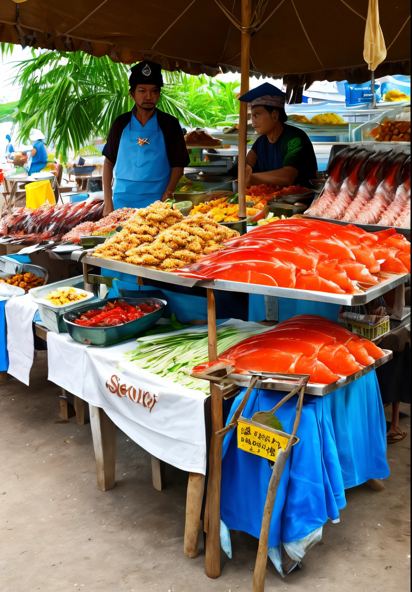 Jack sparrow selling sea food ata stall