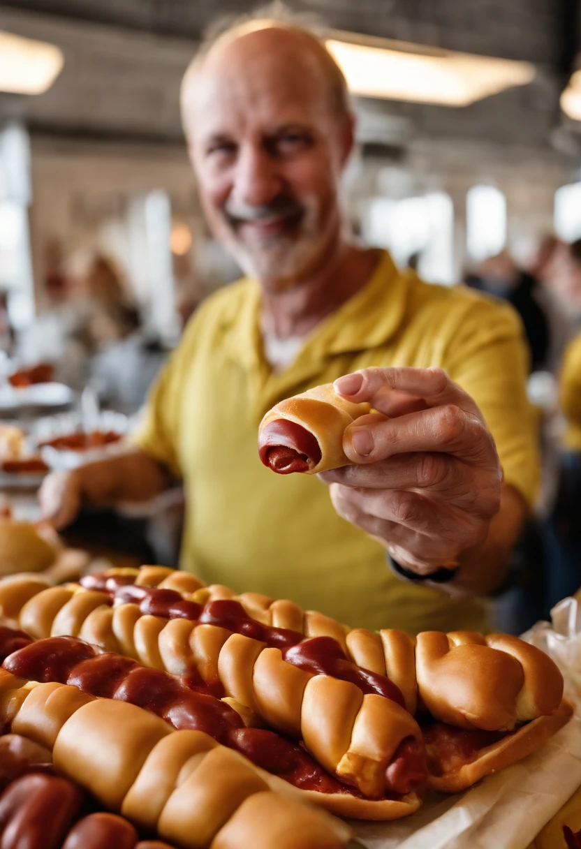light skinned white cock penis dick, a professional food marketing photo of a loaded hotdog covered with ketchup and mustard and onions and relish/ in a hotdog bun, next to a popcorn bag of popcorn and a cold beer in a stein glass, UHD 8k focus stacking <lora:cockteaseLoRASDXL:0.9>