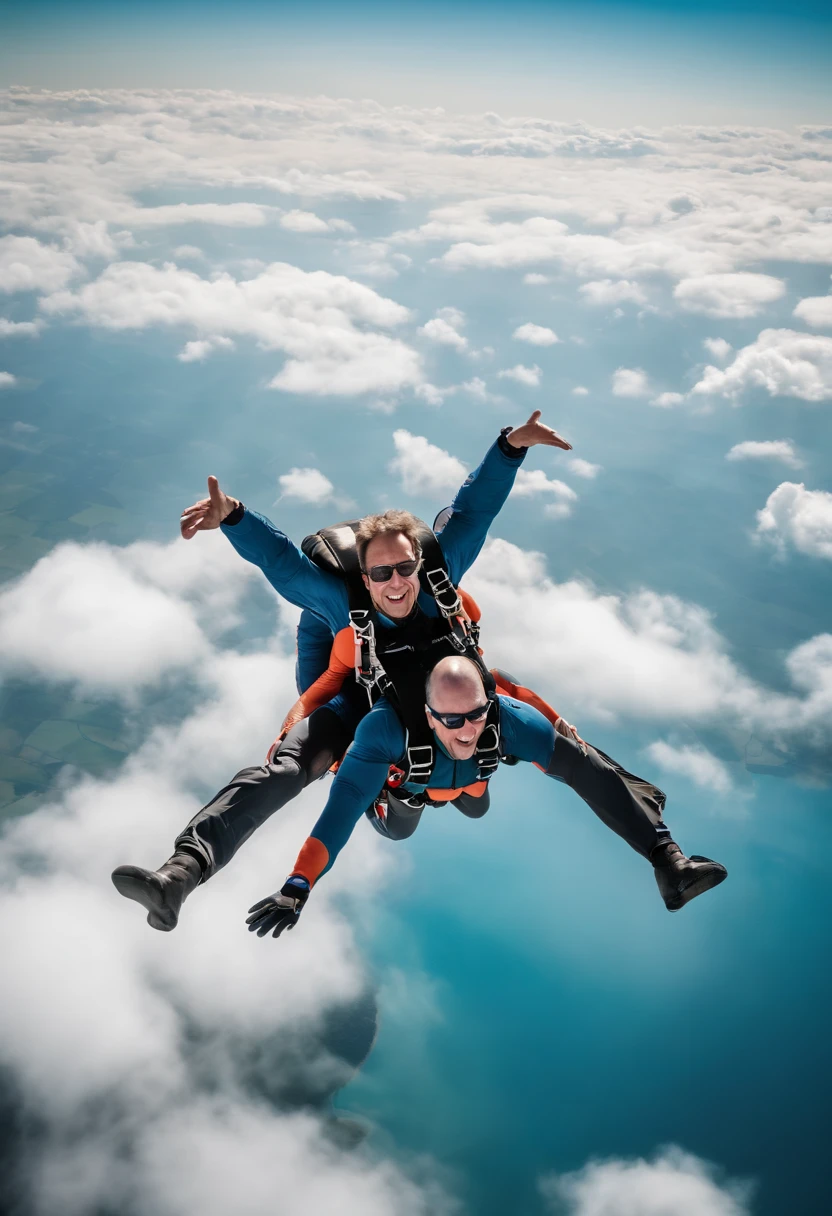 A photo of a person skydiving from a plane high in the sky,original,Annoying VC is a middle aged man who is Silicon Valley tech person