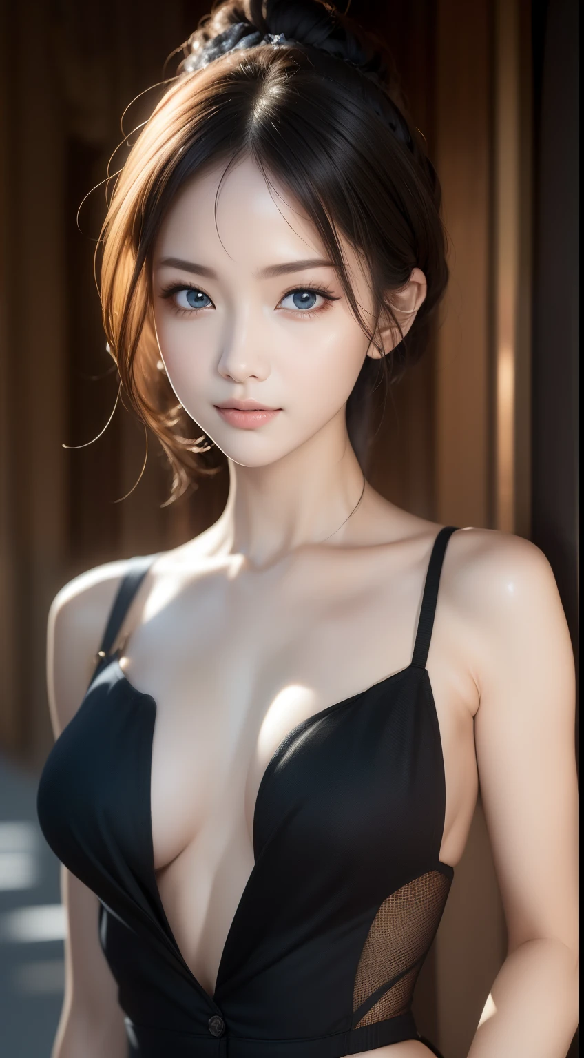 (masutepiece:1.2), (Best Quality), (Full body like:1.3) ,(ultra-detailliert), (8K, Convoluted), (Lens 135mm,F1.8), (Photorealistic)(Black background:1.3), a portrait photo of,(cropped shoulders,tiptoes,),During the walk,Side lighting,Edges are lit,Best Shadow,Area Light Source,Perfect Anatomy,Perfect face shape,Ideal for women,First-class female body,Polish skin texture,Fine cloth pattern,Specific beauty,delicate and delicate skin,highlydetailed skin,paleskin,Delicate hair,glistning skin,(dynamicposes),