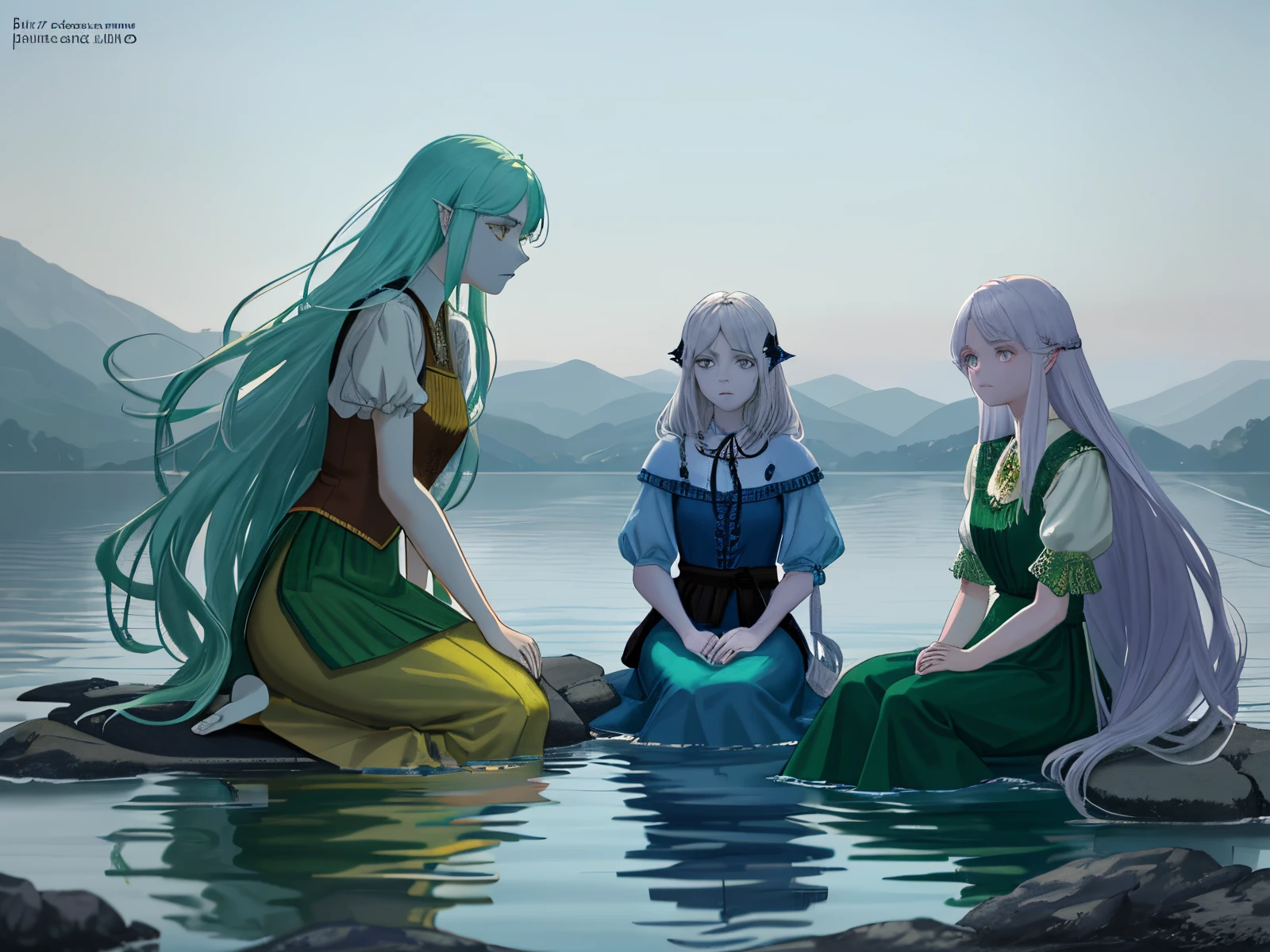 a group of 4 people bathing in a lake,1 woman, 3 men, crystal clear water, lush green trees surrounding the lake, warm sunlight filtering through the leaves, peaceful and serene atmosphere, detailed facial features, realistic skin textures, wet clothing and hair, splashing water effects, high quality 8k resolution, photorealistic, vibrant colors, natural lighting, masterpiece