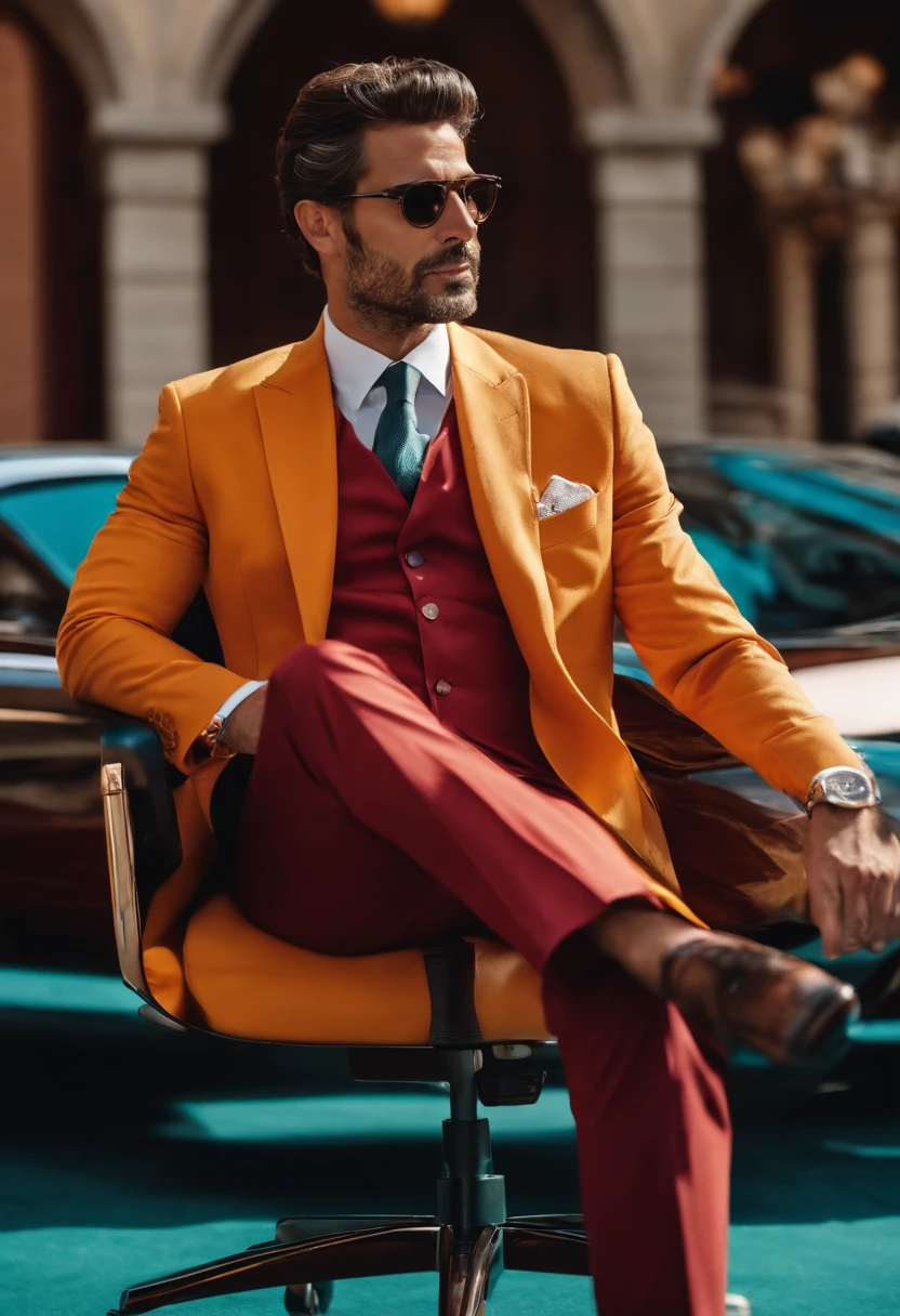 business man affascinante che scende dal suo jet privato