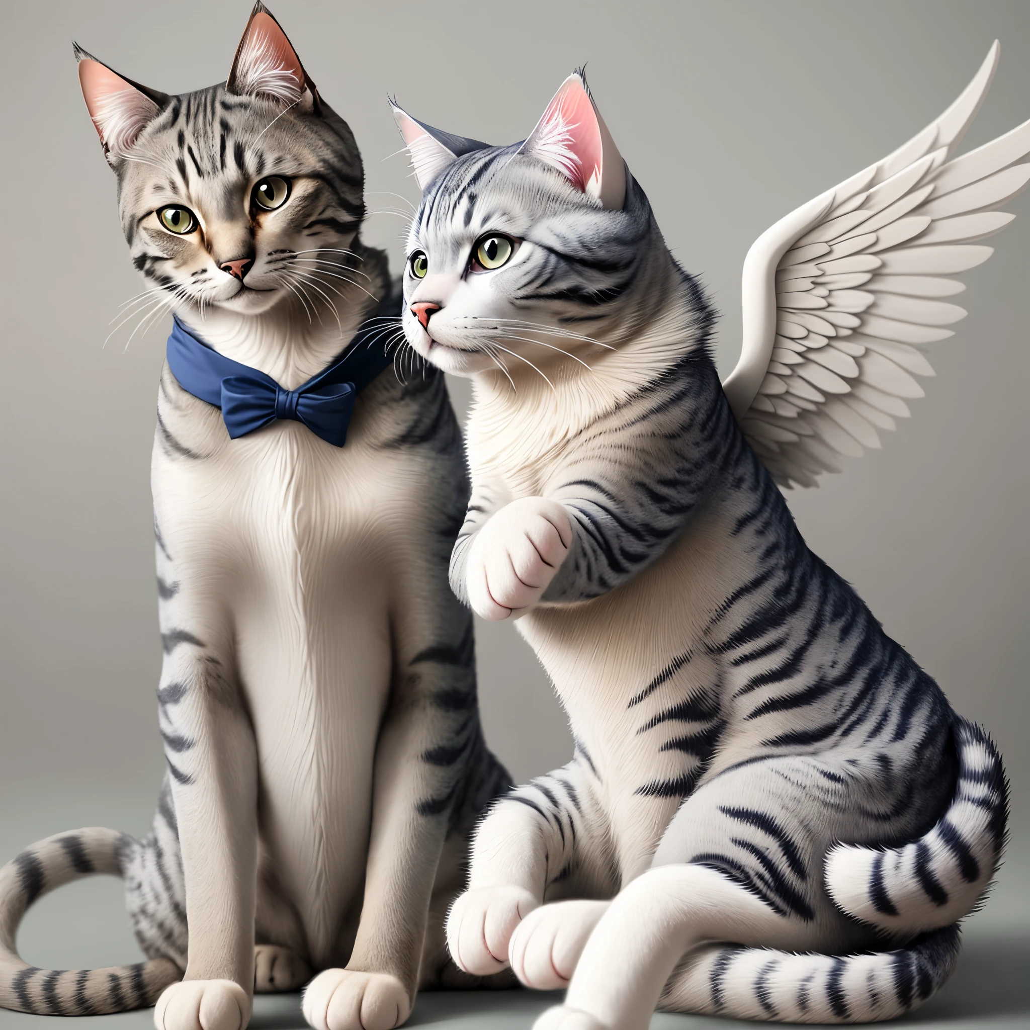 Simple white and light gray cat dog fursuit with wings