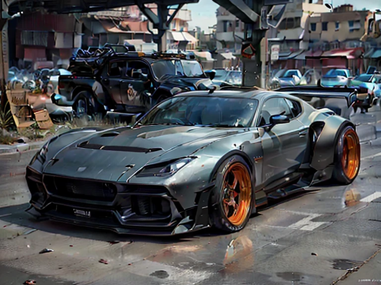 near future, cart, sports cars, neon, pulsating, Cool, Black, The orange,
