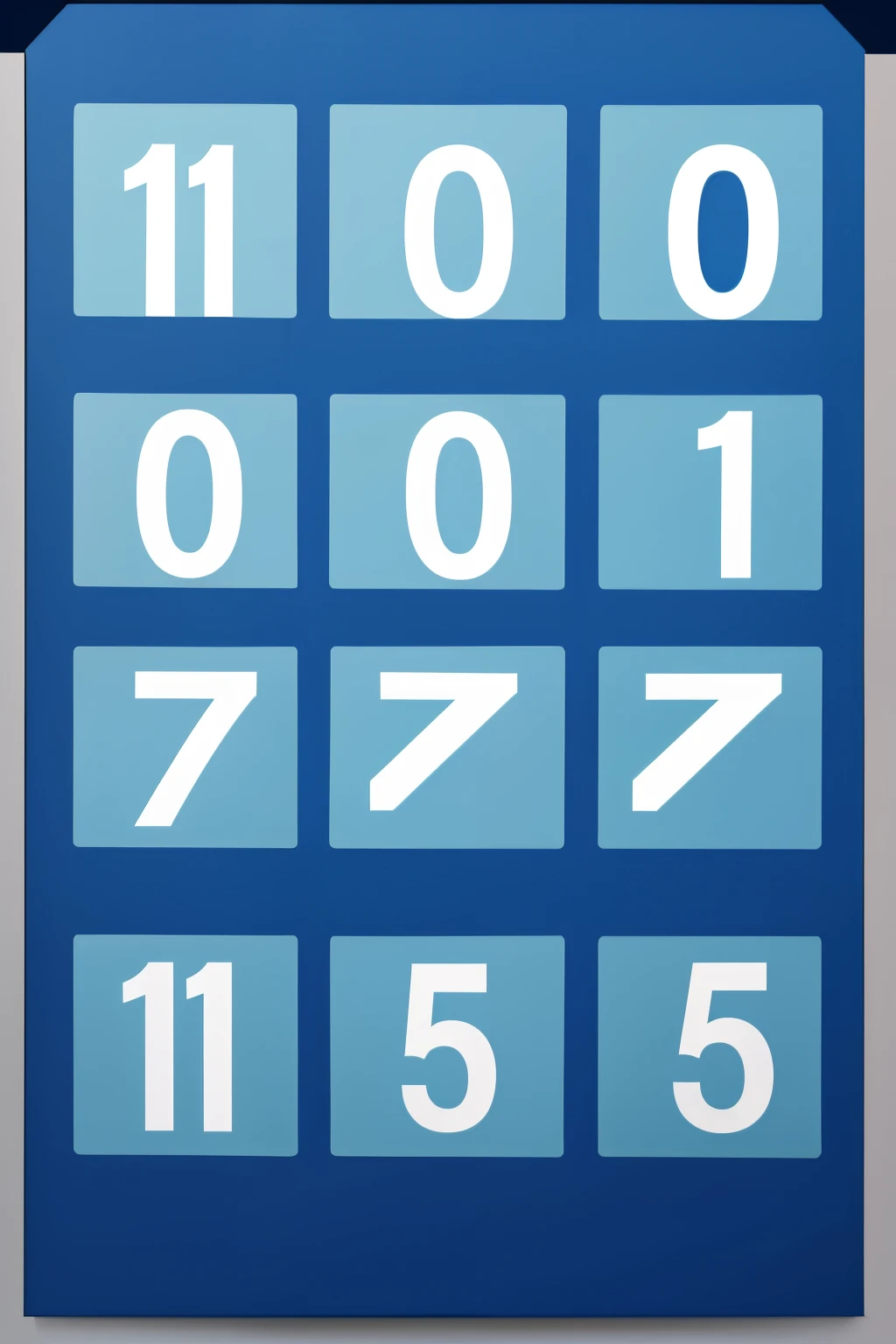 Numbers 0 and 1 in blue horizontal row with transparent background