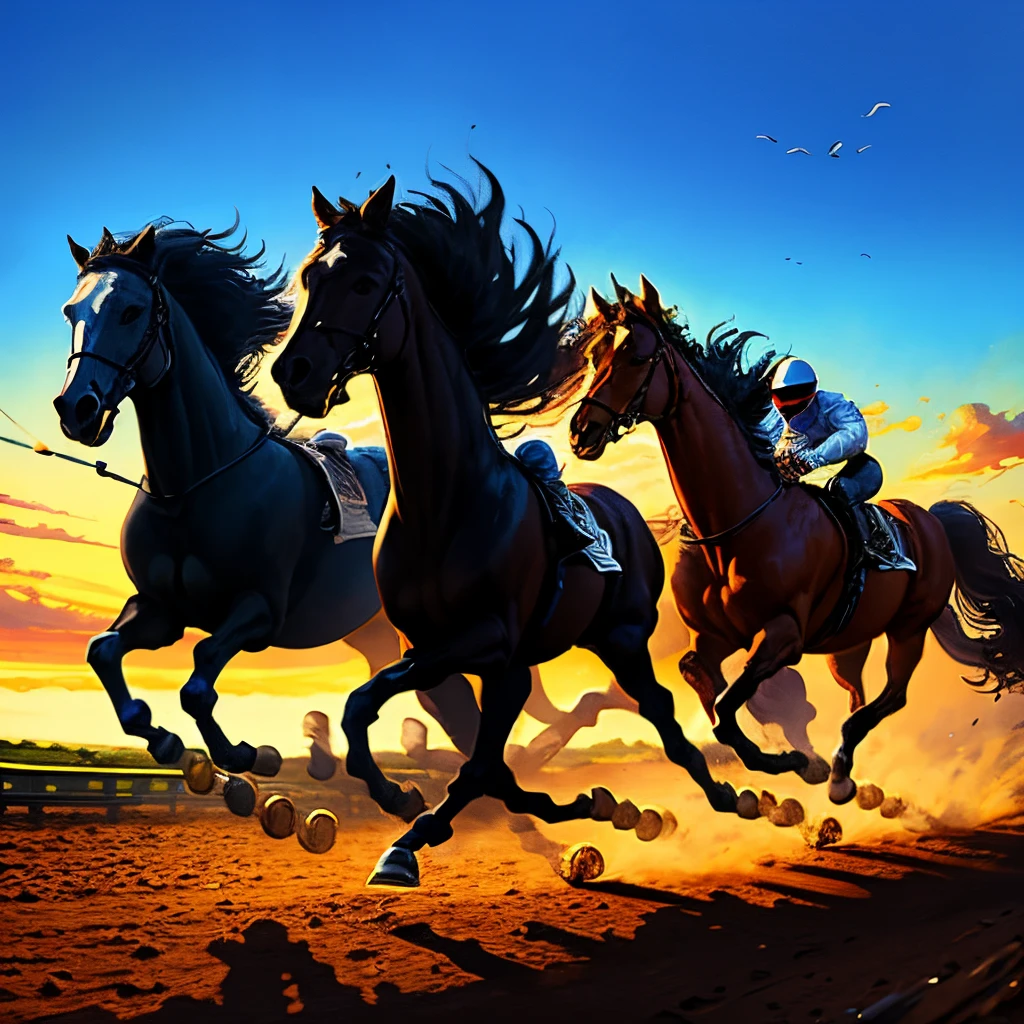 Seven running Horses
