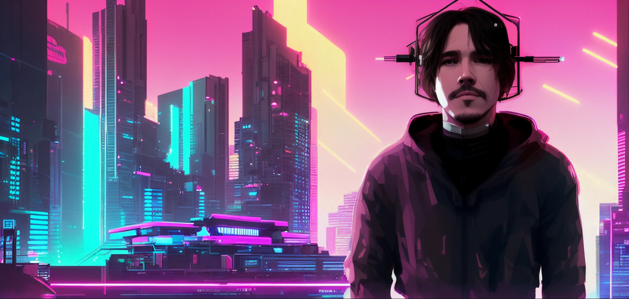 Pink cyberpunk background, Synthwave art style ]!!, Cyberpunk art style, in cyberpunk style, Synthwave art style, Digital art style, [ Synthwave art style ]!! ]!!, Synthwave art, Lofi portrait, [ Synthwave art style ]!!